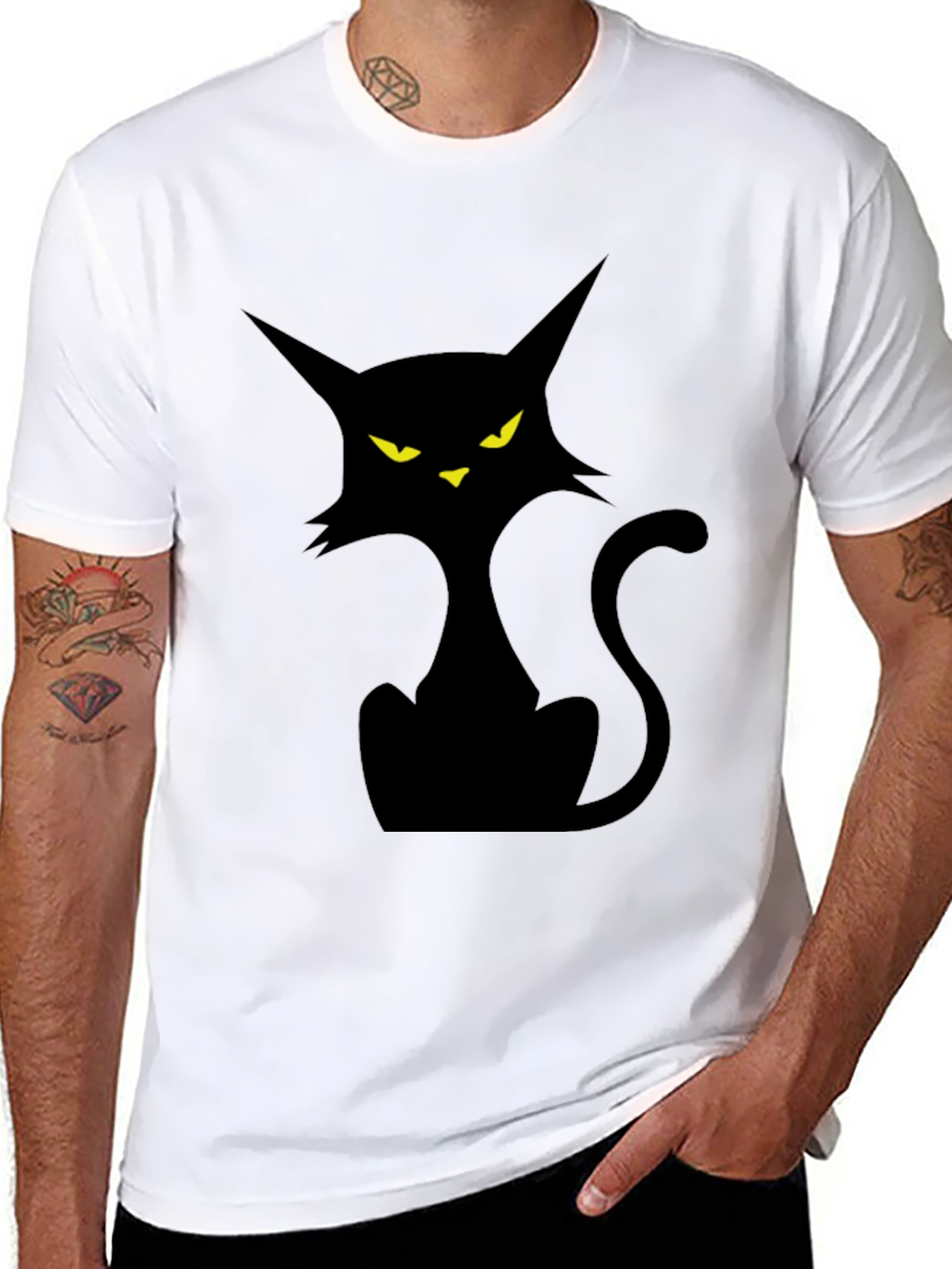 Black Cat Graphic Tee - Spooky Season Style