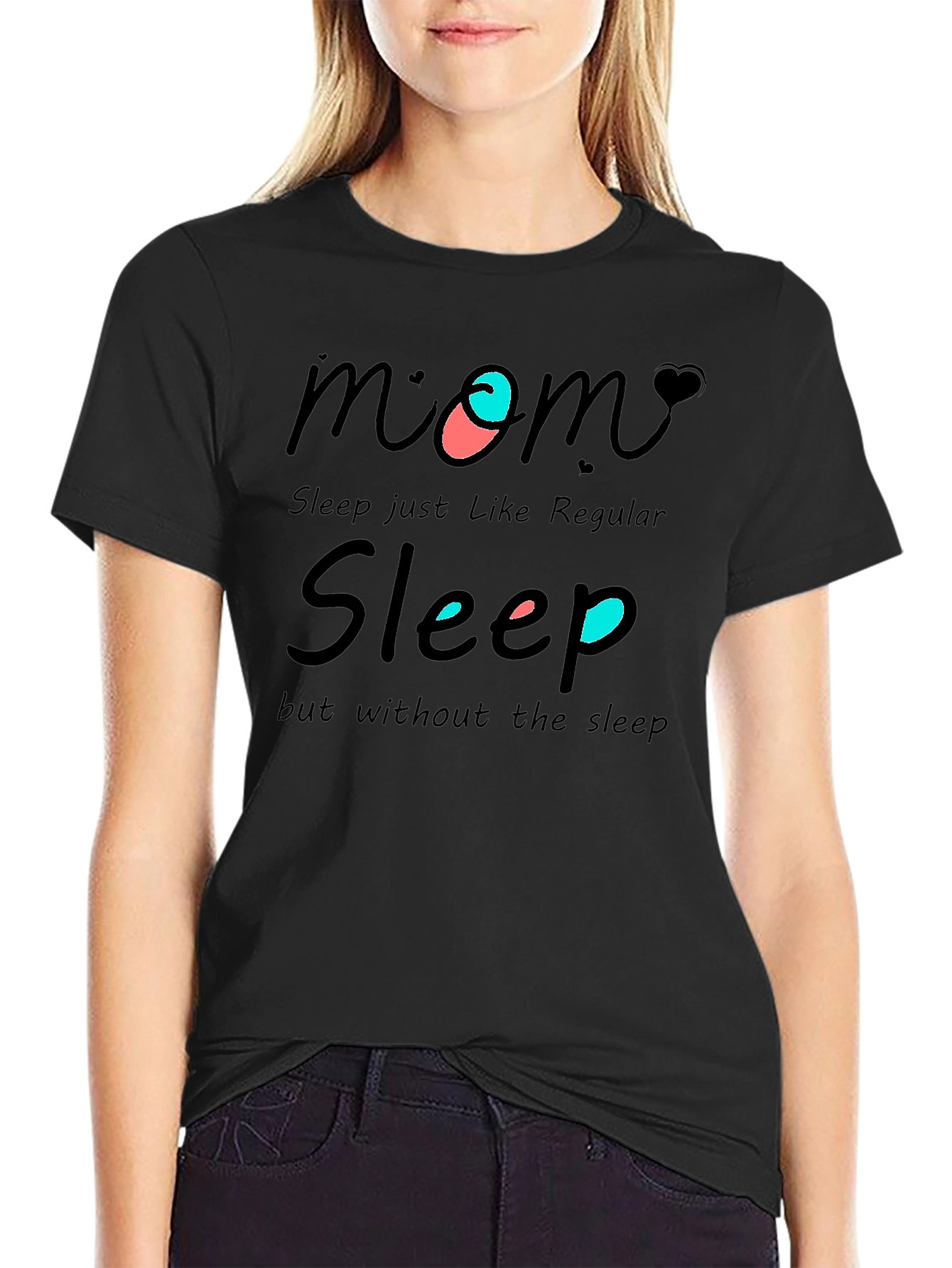 Funny Mom Sleep Graphic T-Shirt - Black