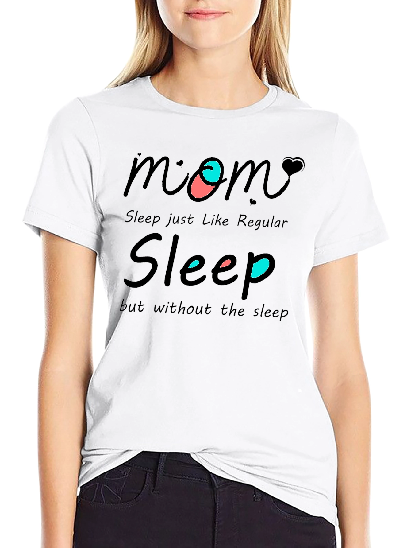 Funny Mom Sleep Graphic T-Shirt - Black