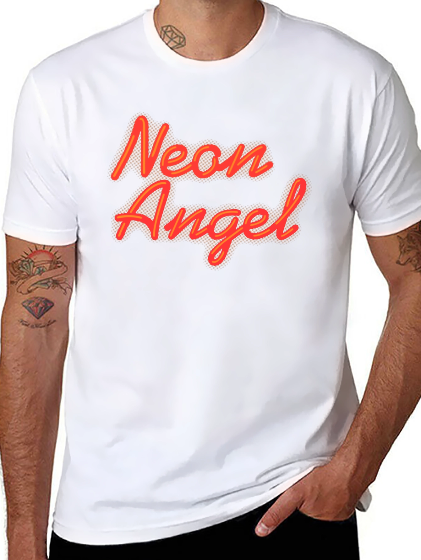 Neon Angel Black Graphic Tee