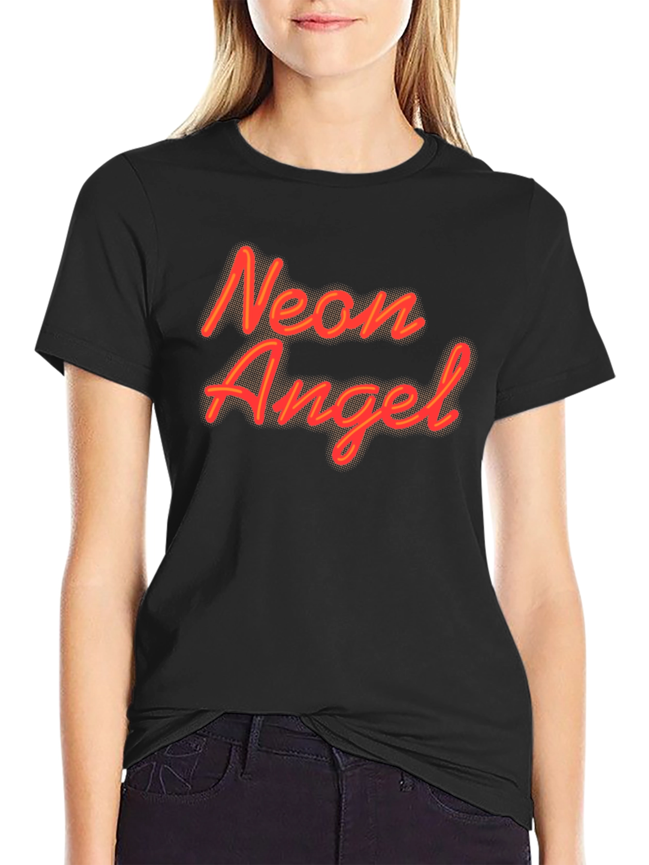 Neon Angel Black Graphic Tee
