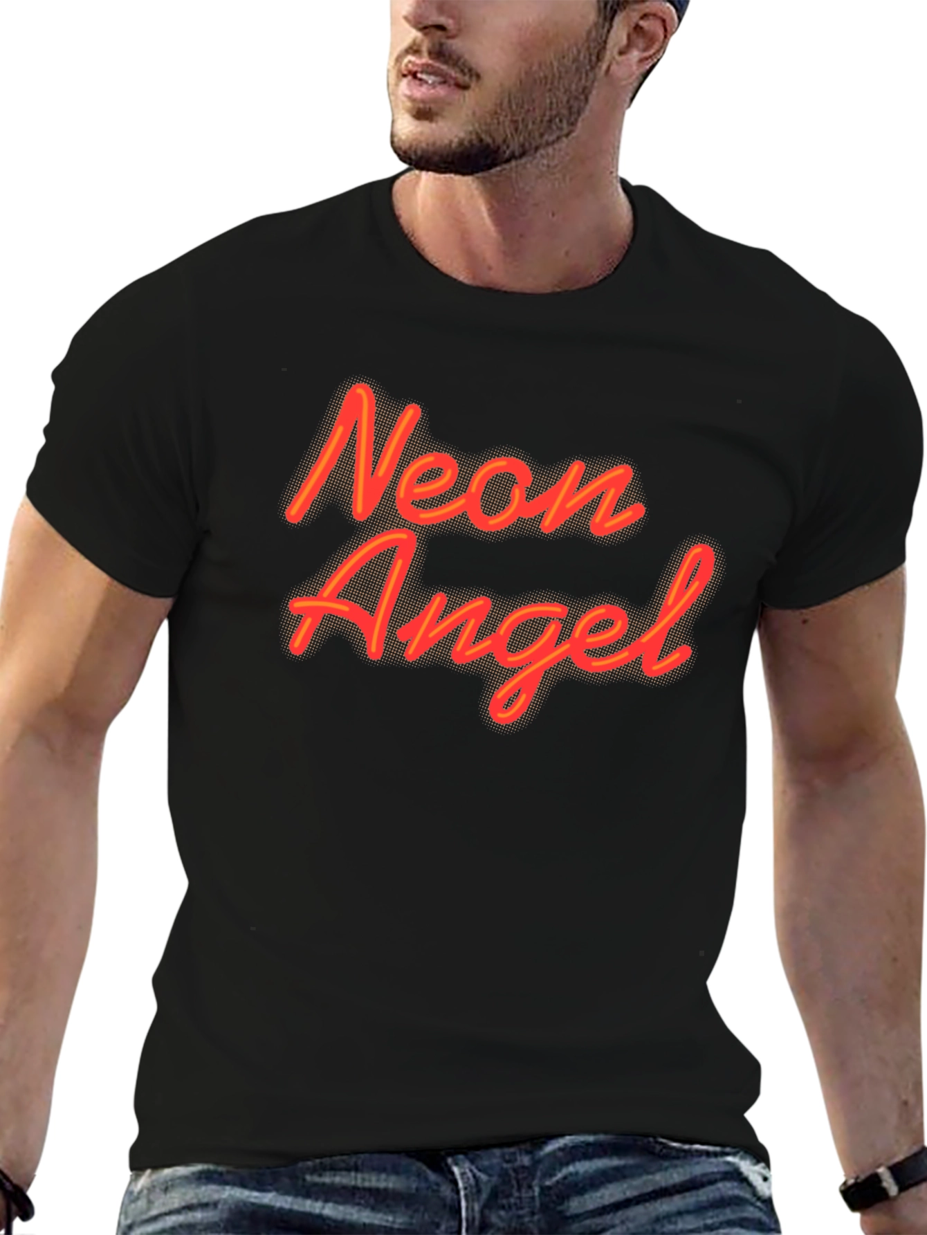 Neon Angel Black Graphic Tee