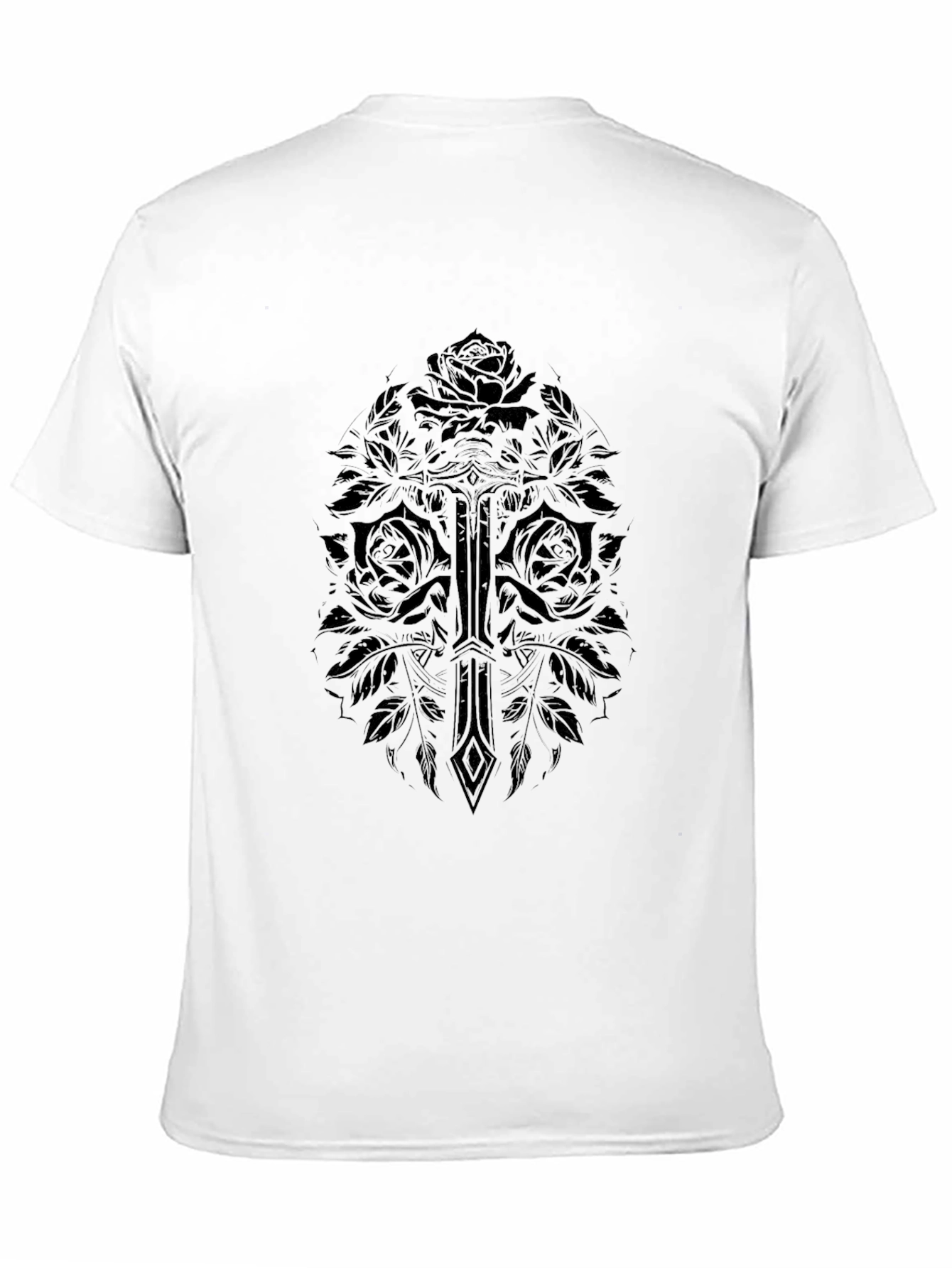 Gothic Rose & Sword Graphic Black T-Shirt