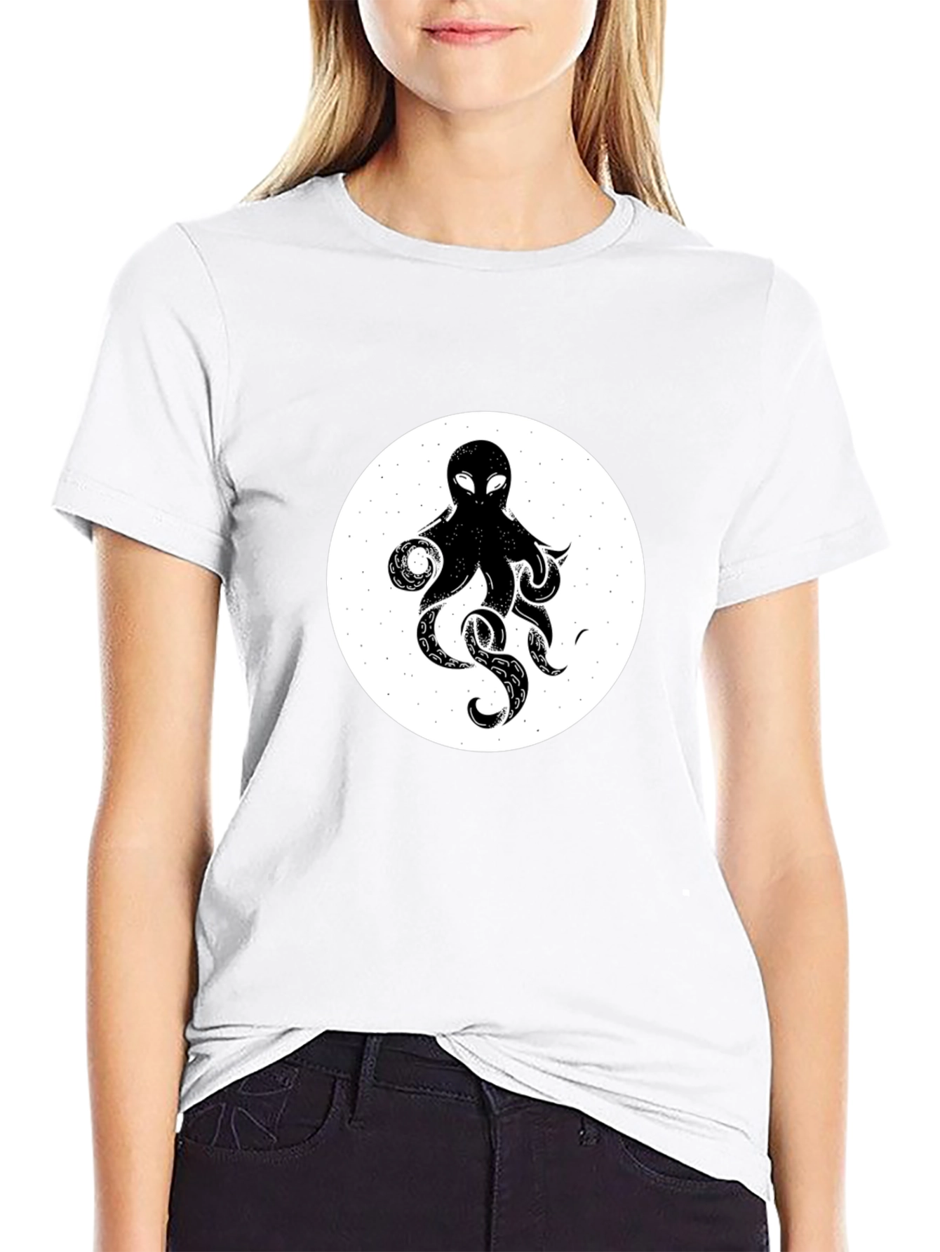 Octopus Graphic Tee - Black Cotton T-Shirt
