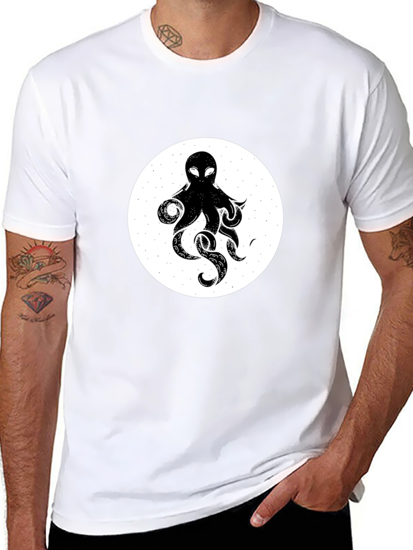 Octopus Graphic Tee - Black Cotton T-Shirt
