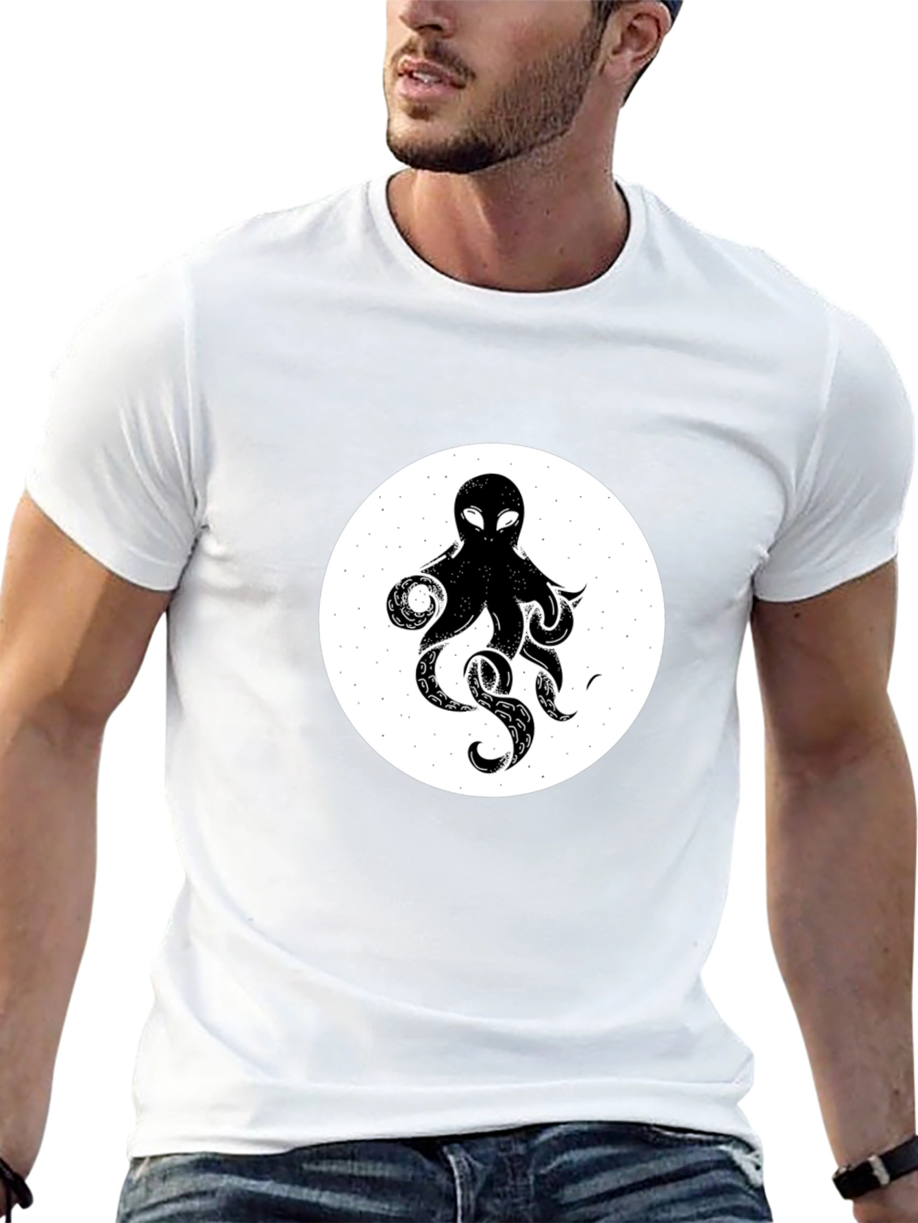 Octopus Graphic Tee - Black Cotton T-Shirt
