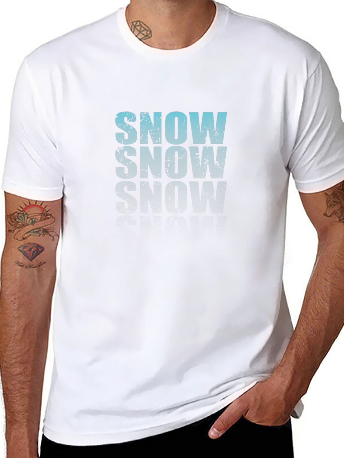 Cool SNOW Graphic Print Black T-Shirt