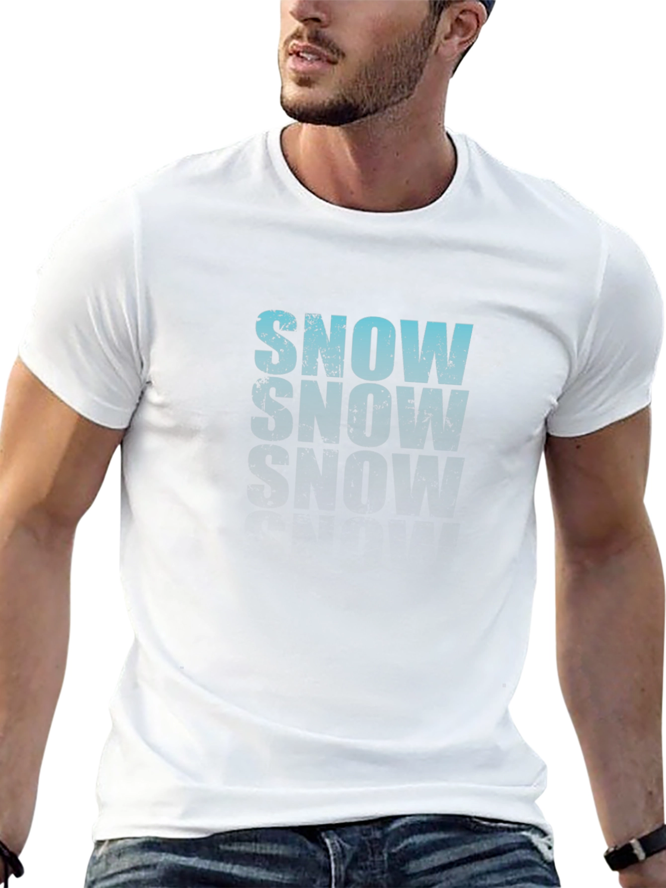 Cool SNOW Graphic Print Black T-Shirt