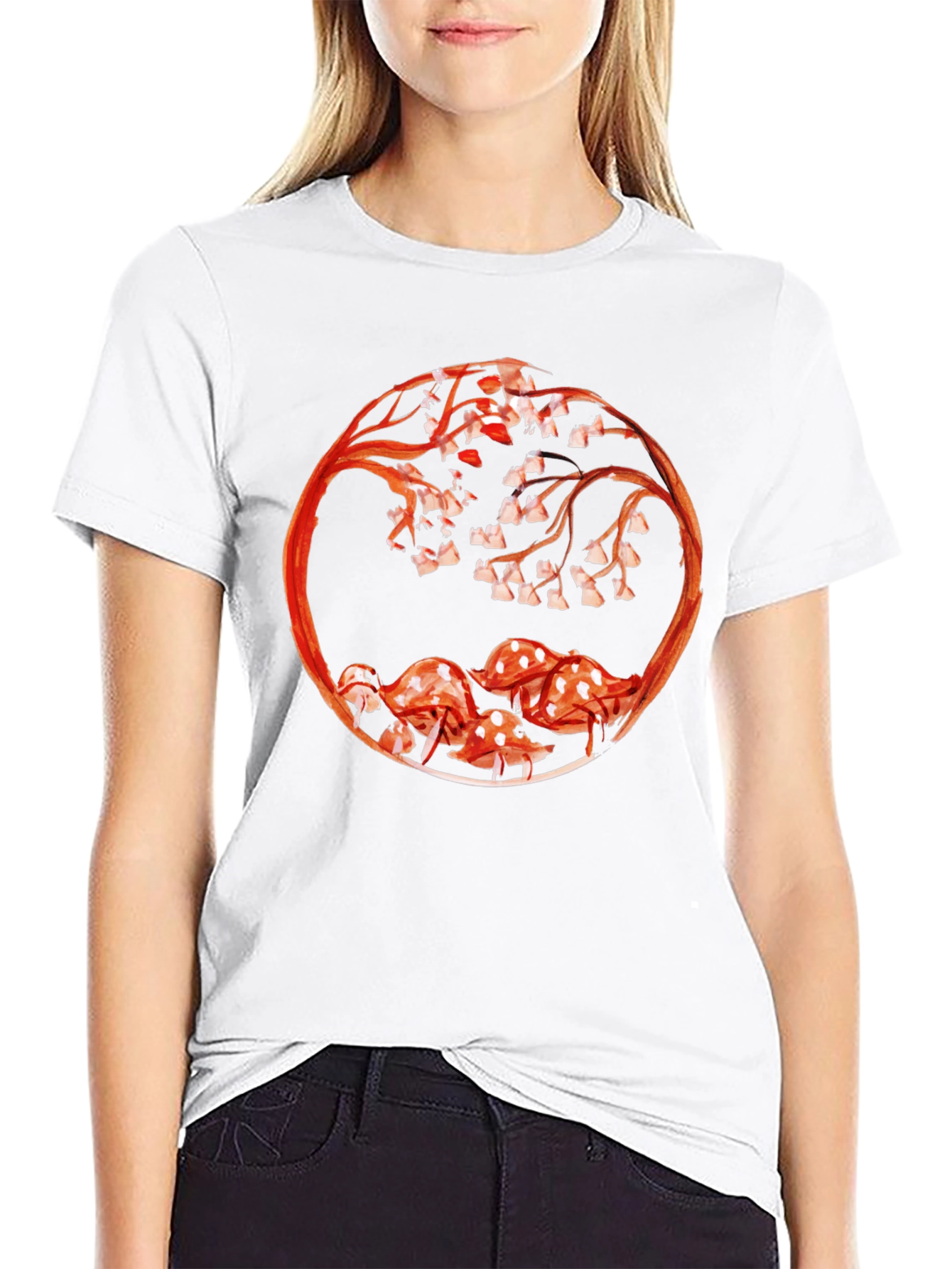 Mushroom & Branch Graphic Tee - Black