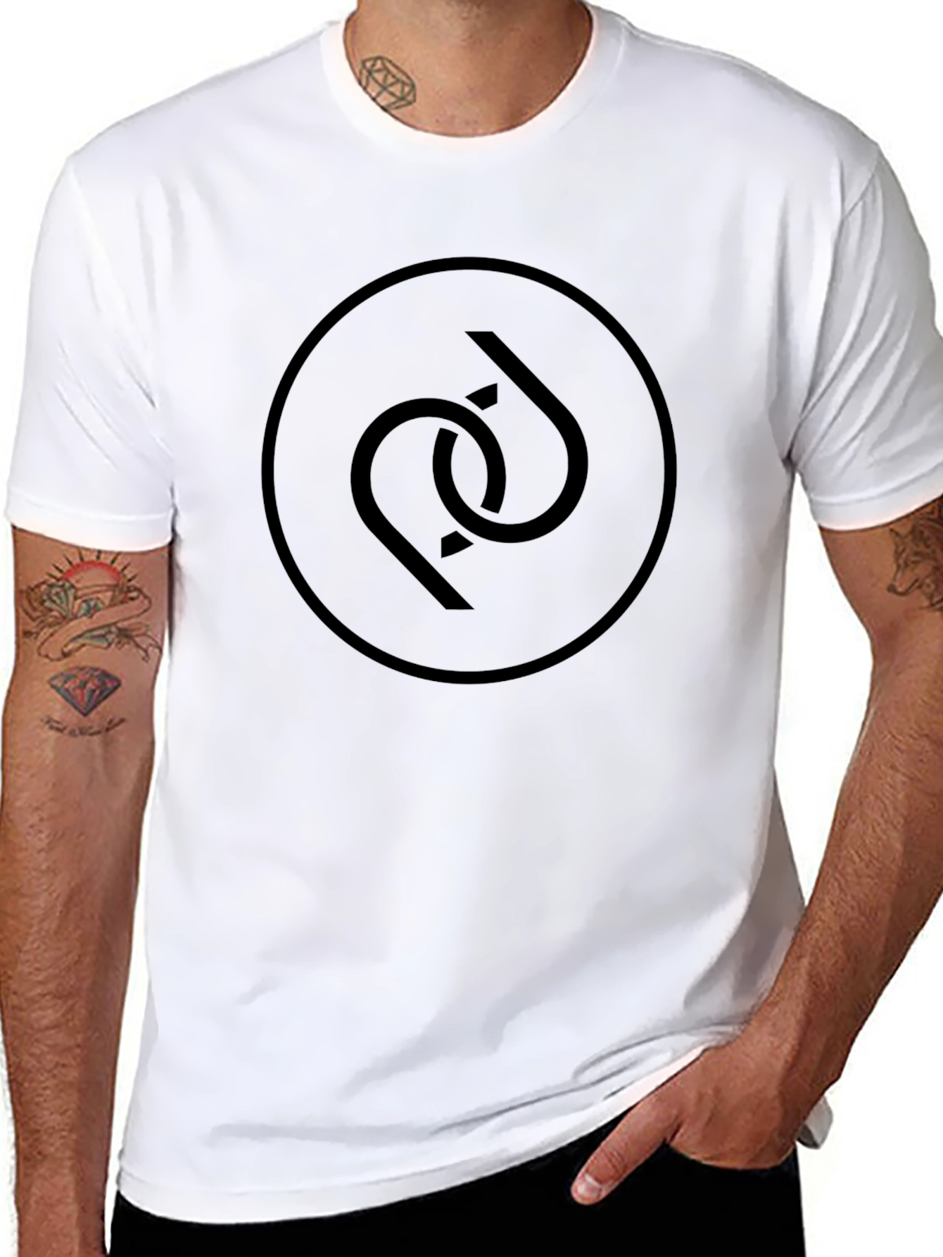 Modern Black T-Shirt with Abstract Circle Logo