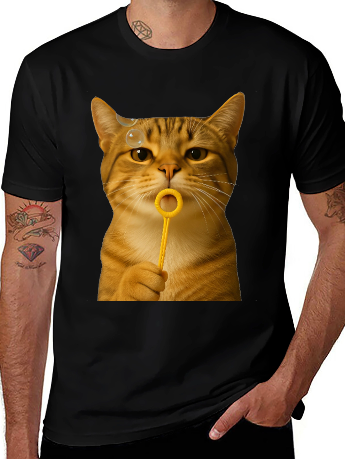 Cat Blowing Bubbles Graphic Tee - Unisex