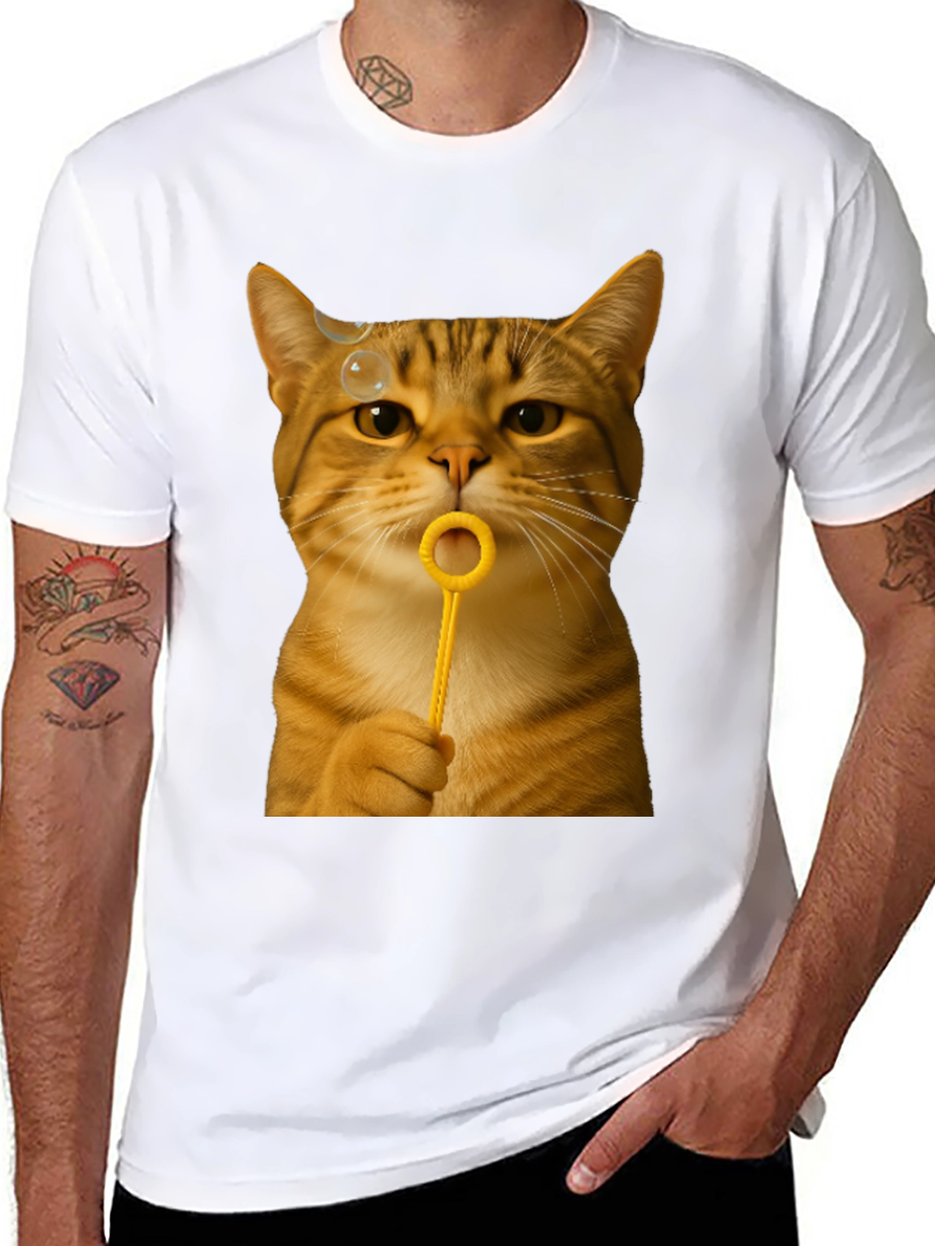 Cat Blowing Bubbles Graphic Tee - Unisex