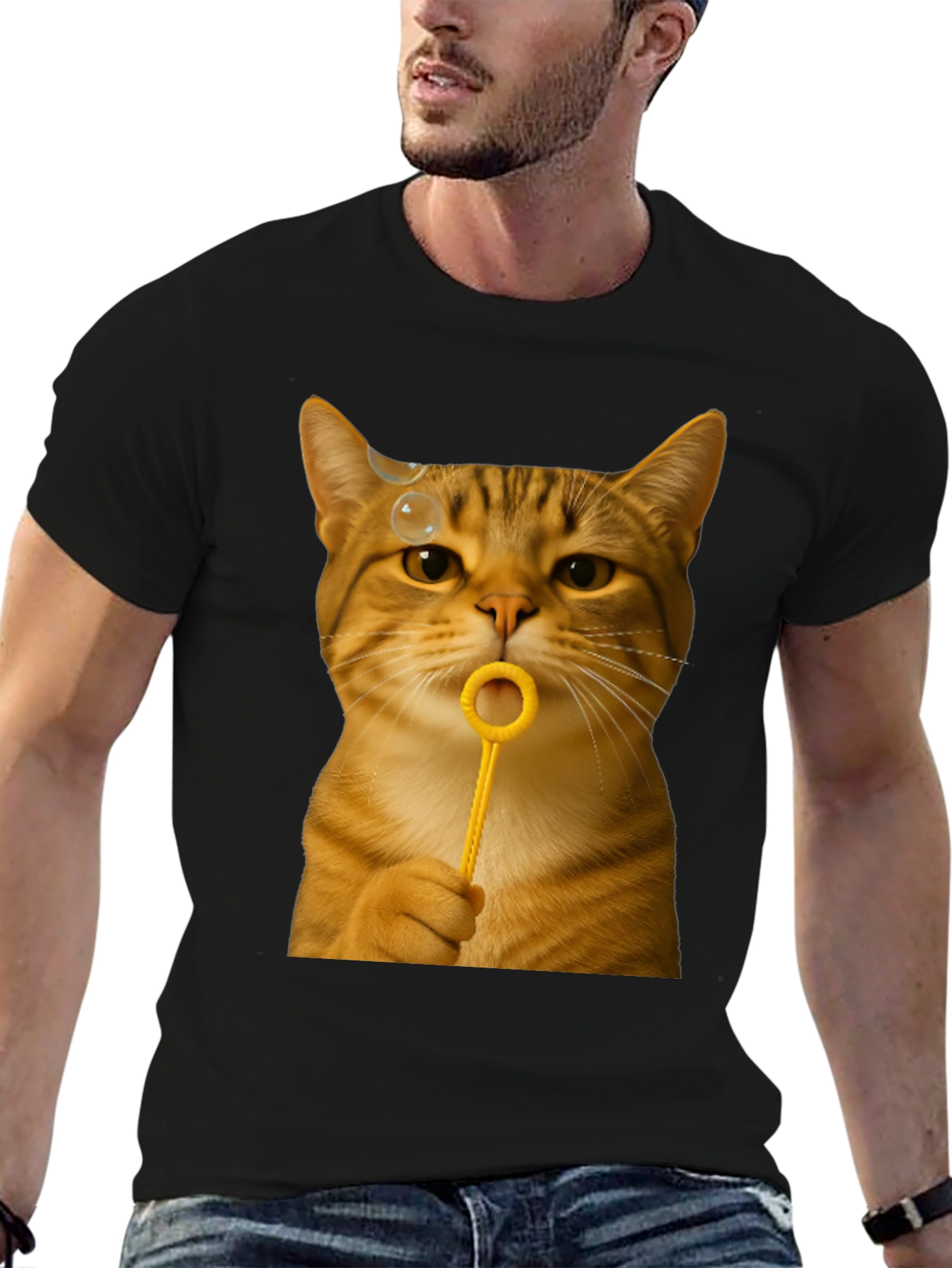 Cat Blowing Bubbles Graphic Tee - Unisex