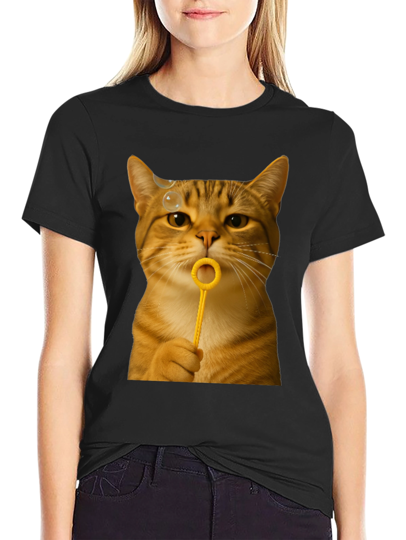 Cat Blowing Bubbles Graphic Tee - Unisex