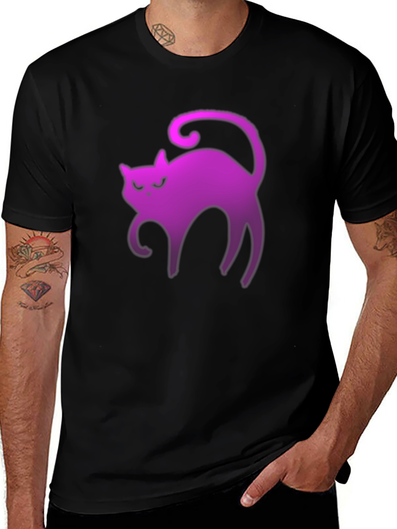 Neon Cat Graphic Tee - Spooky Vibes