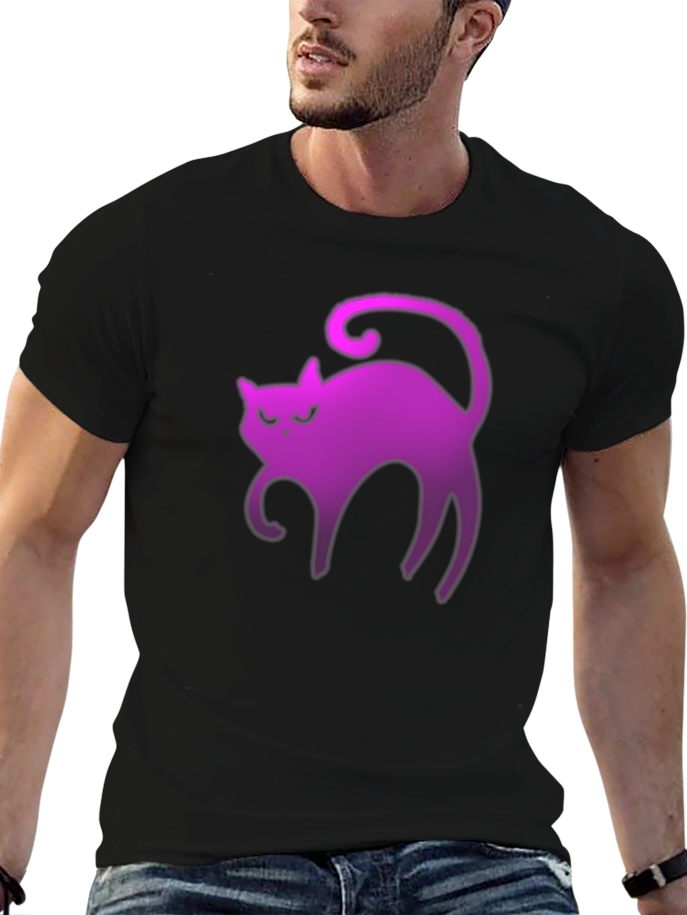 Neon Cat Graphic Tee - Spooky Vibes