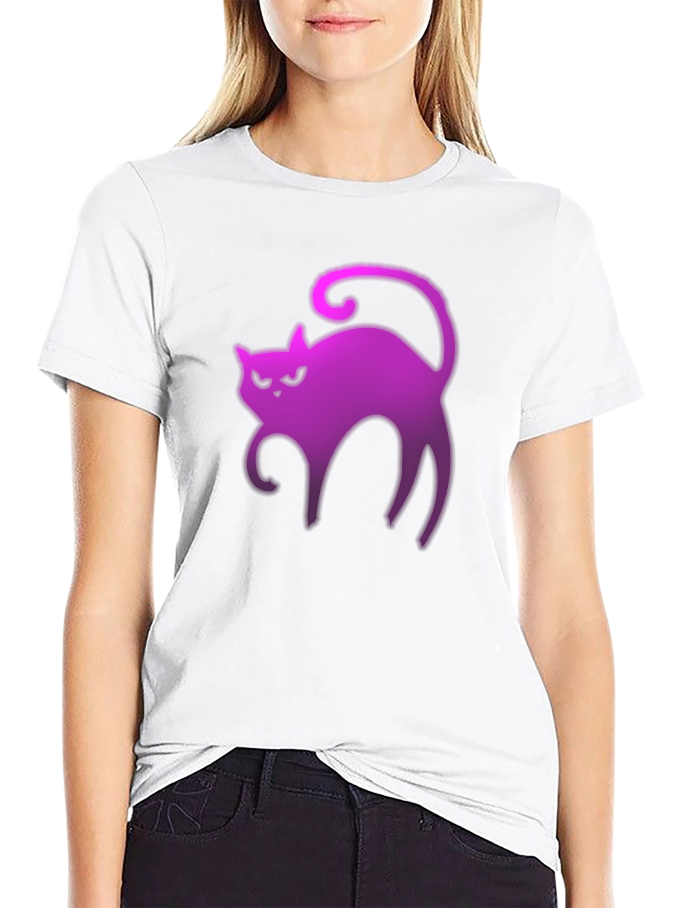 Neon Cat Graphic Tee - Spooky Vibes