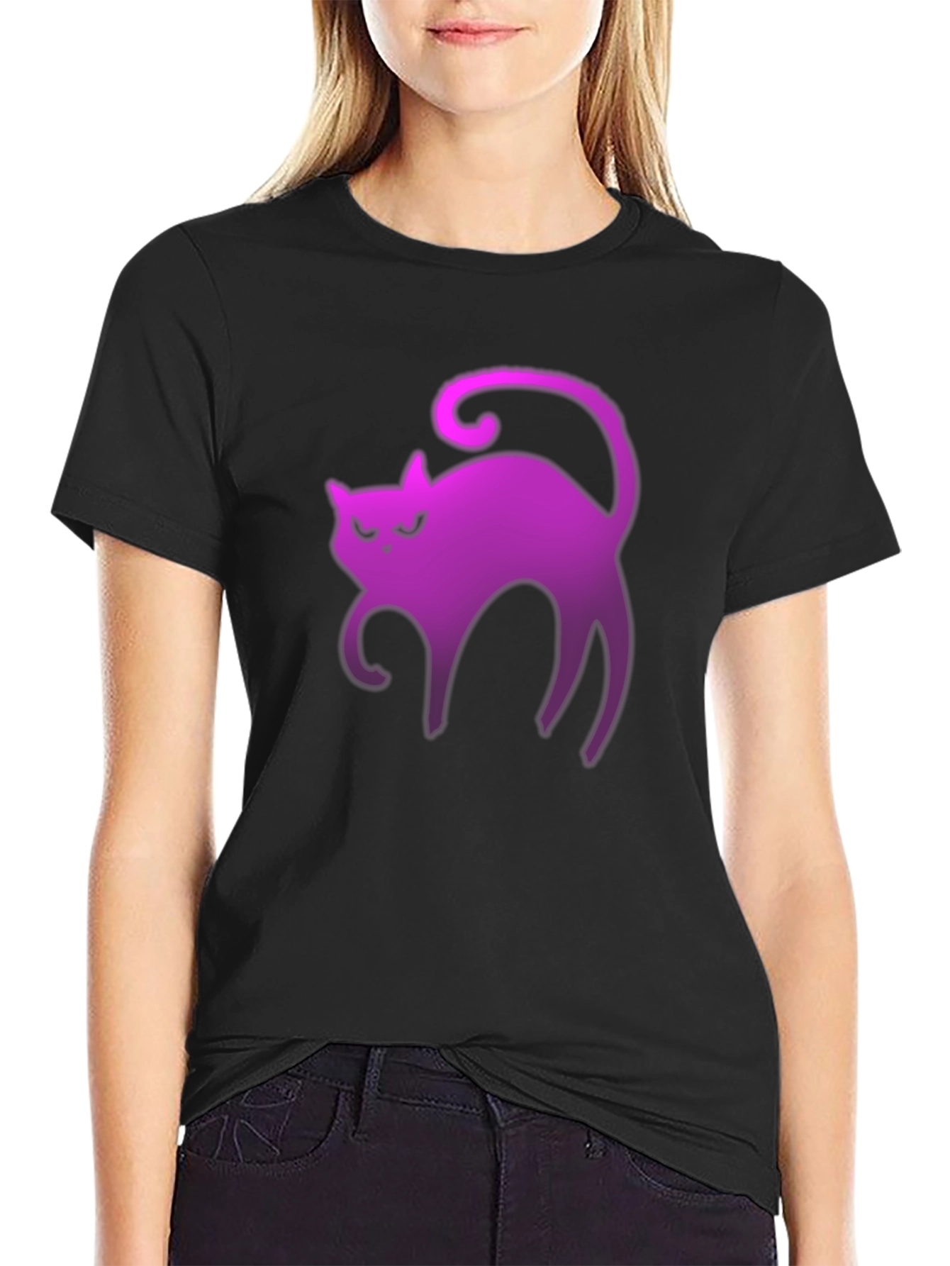 Neon Cat Graphic Tee - Spooky Vibes