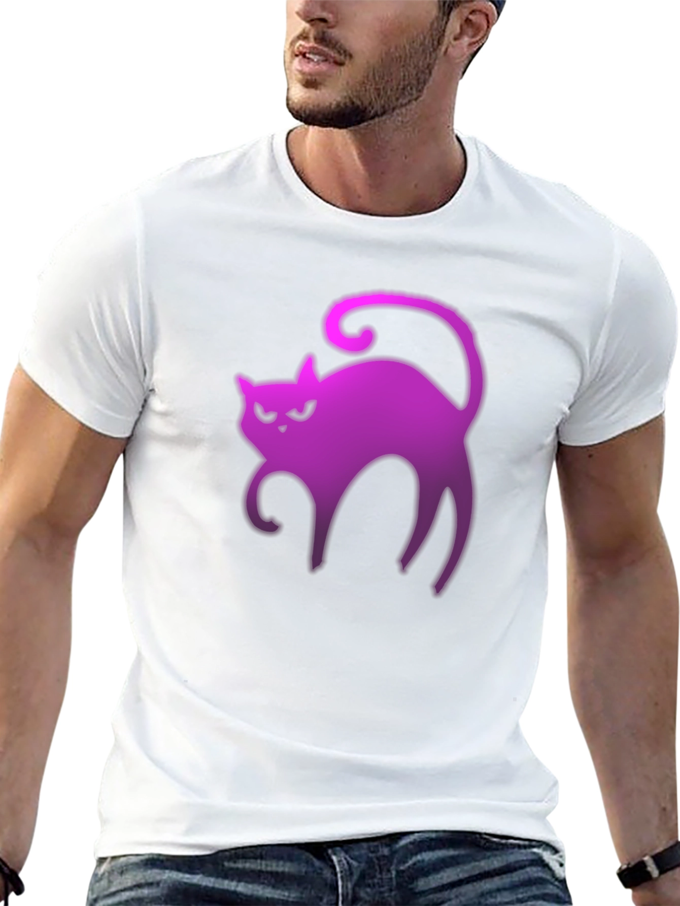 Neon Cat Graphic Tee - Spooky Vibes
