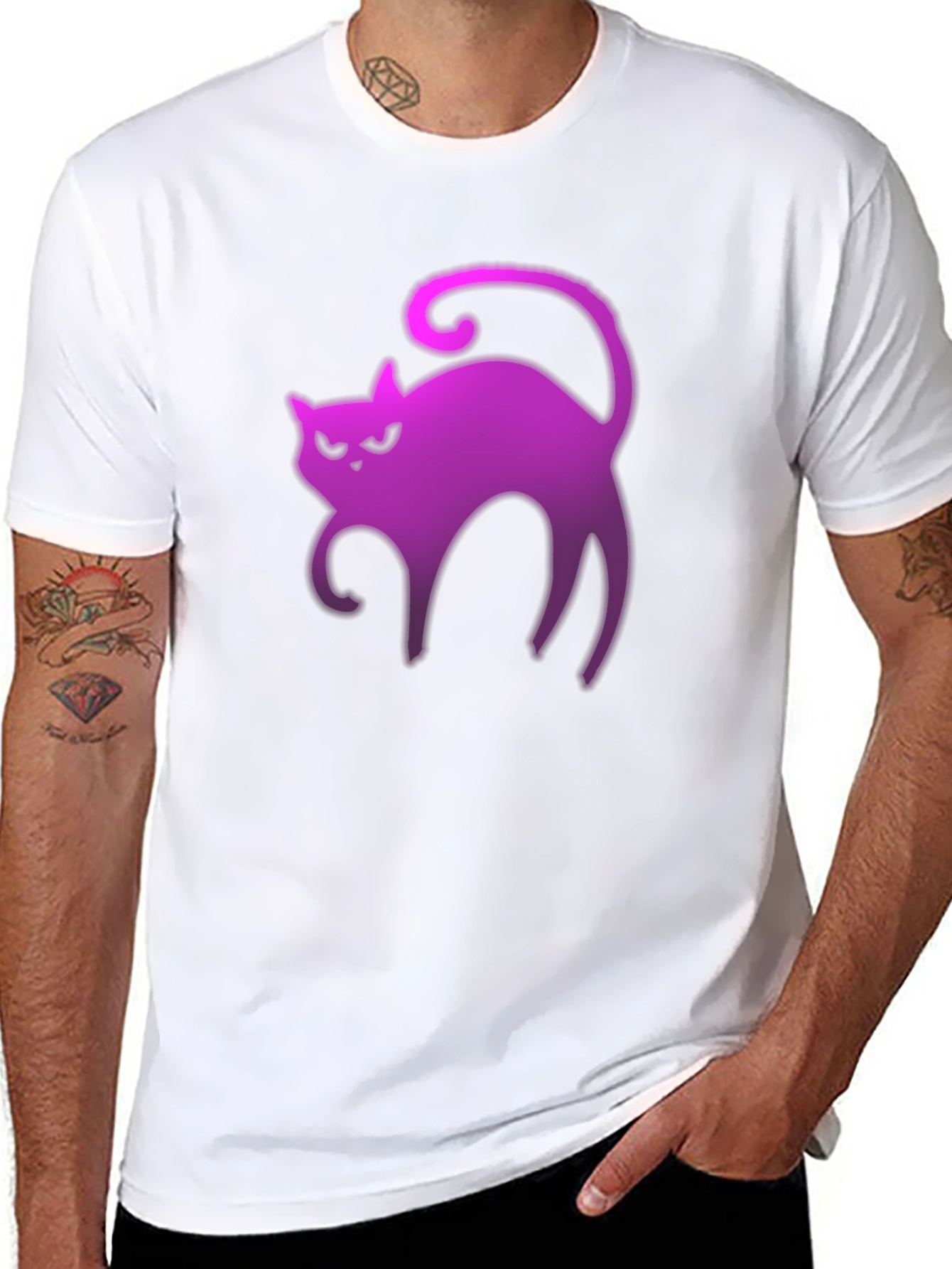 Neon Cat Graphic Tee - Spooky Vibes