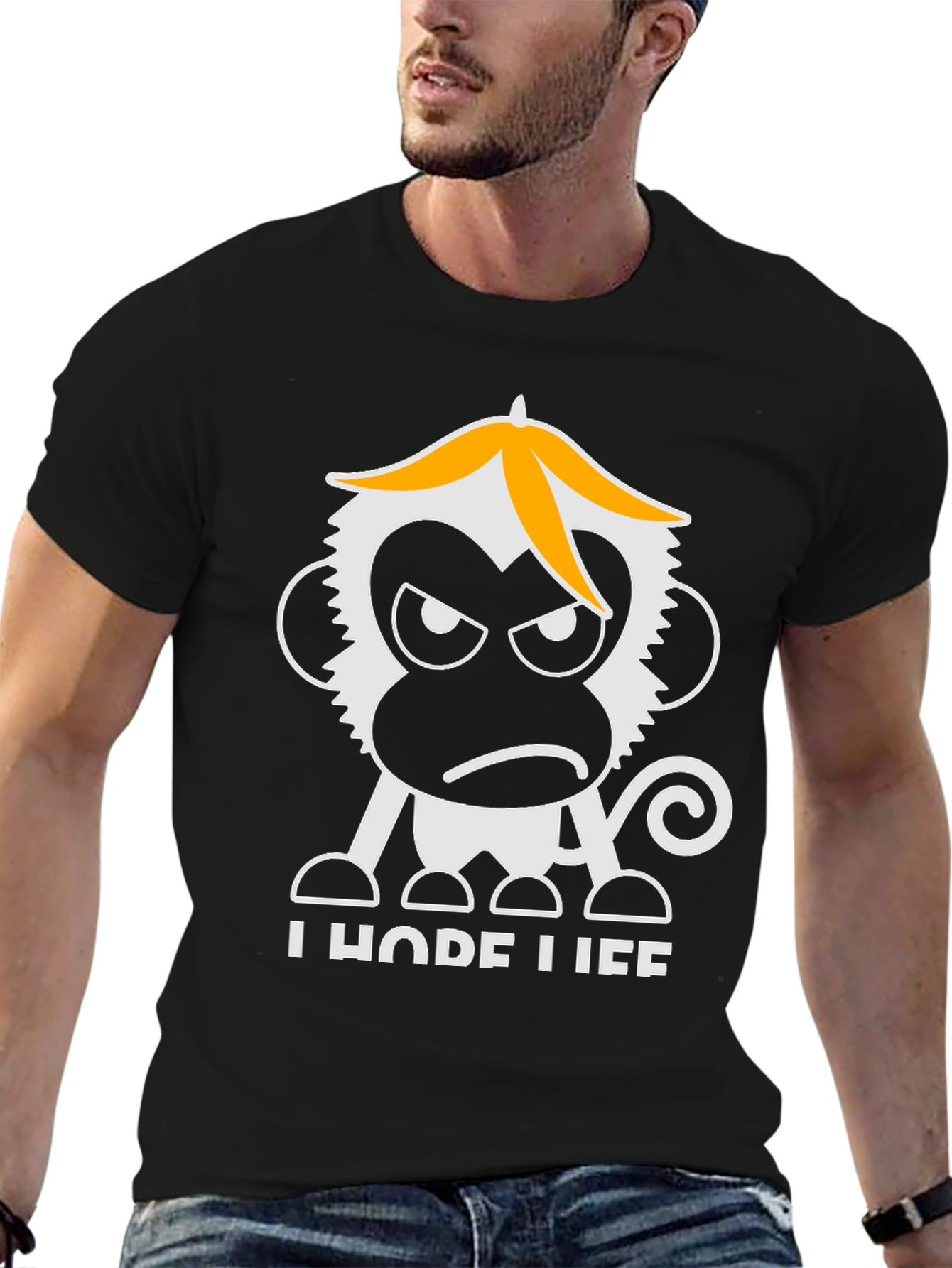 Grumpy Monkey Graphic T-Shirt - Black