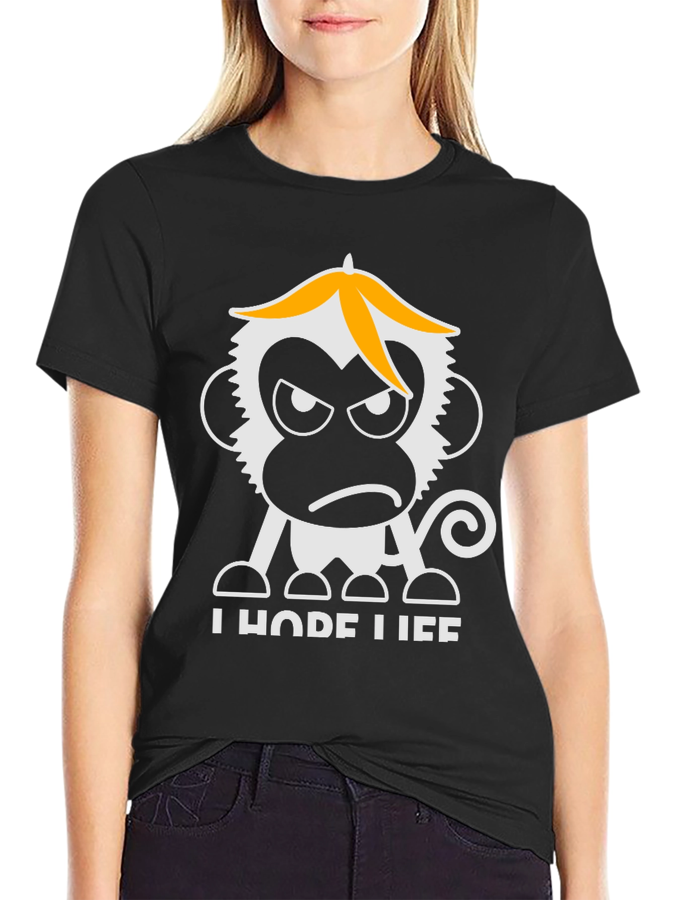 Grumpy Monkey Graphic T-Shirt - Black