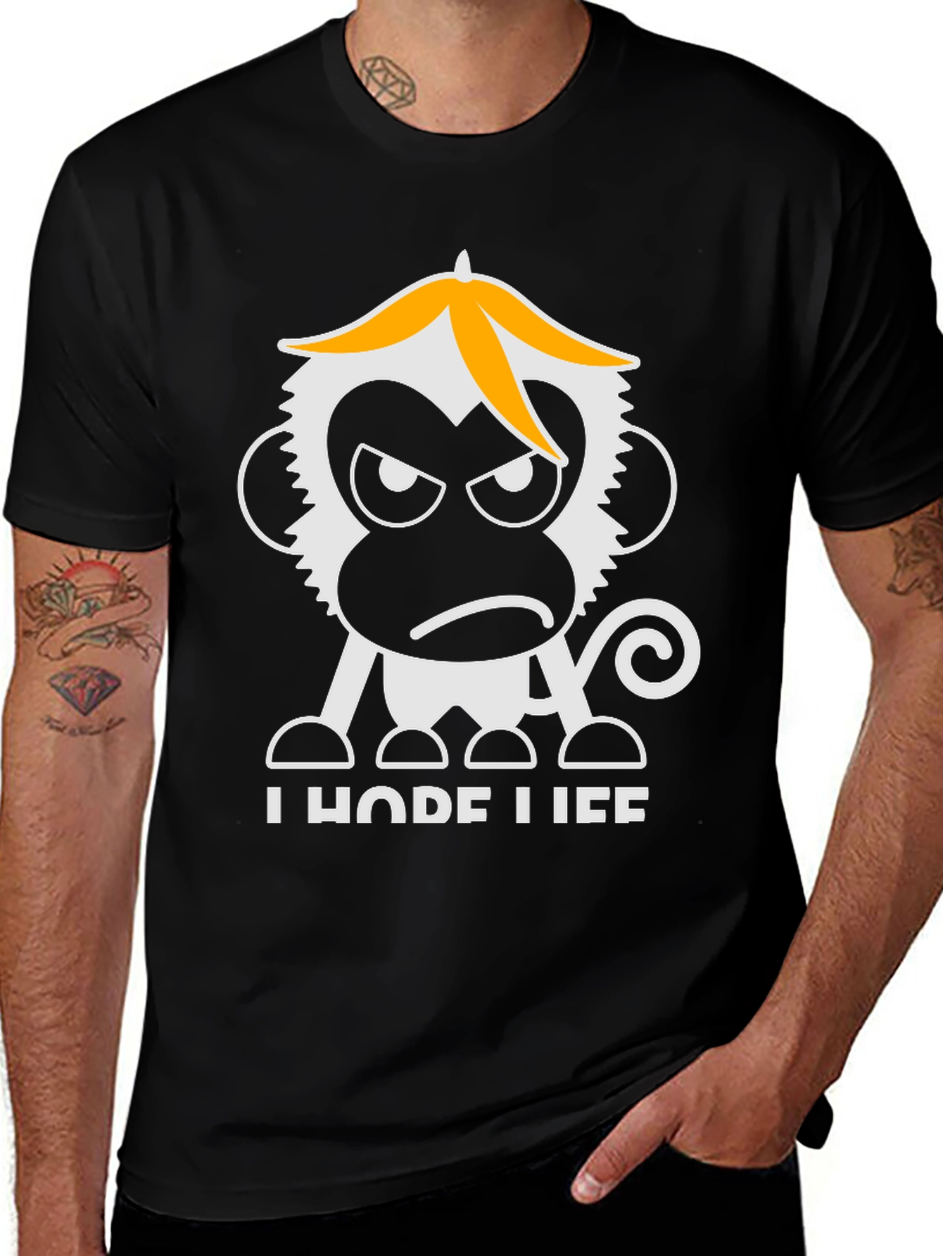 Grumpy Monkey Graphic T-Shirt - Black
