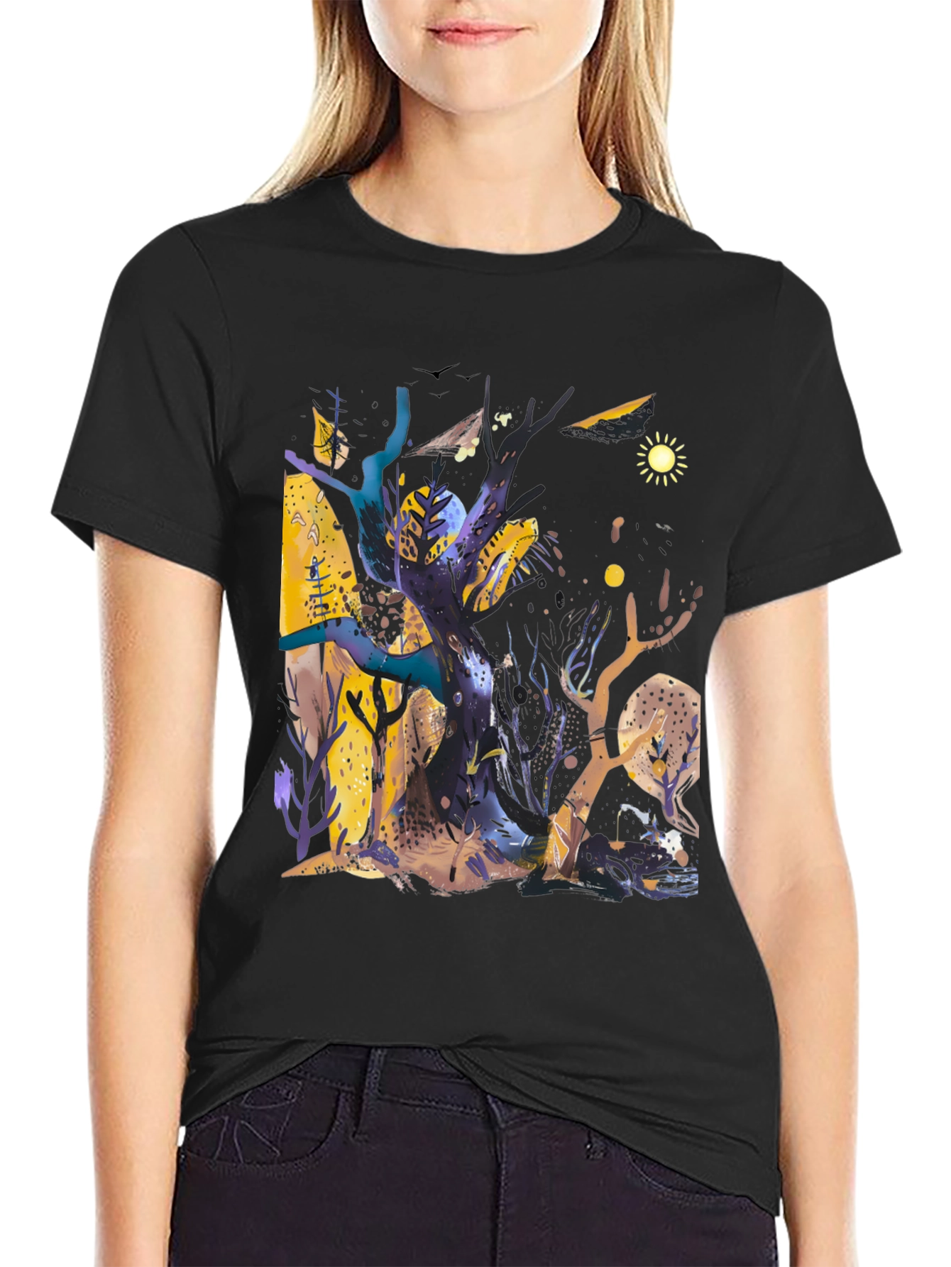 Whimsical Forest Graphic Tee - Unique Artistic Design