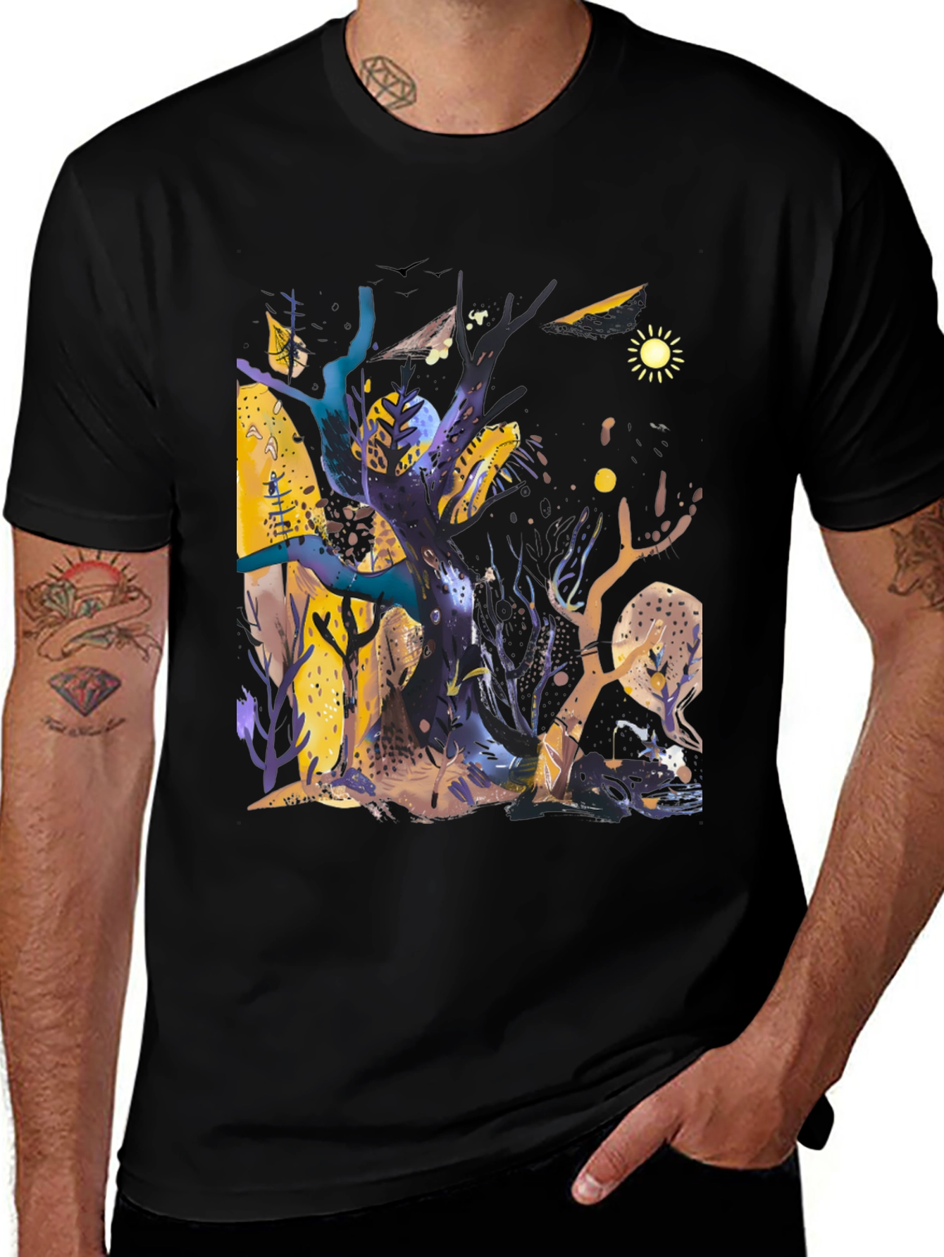 Whimsical Forest Graphic Tee - Unique Artistic Design
