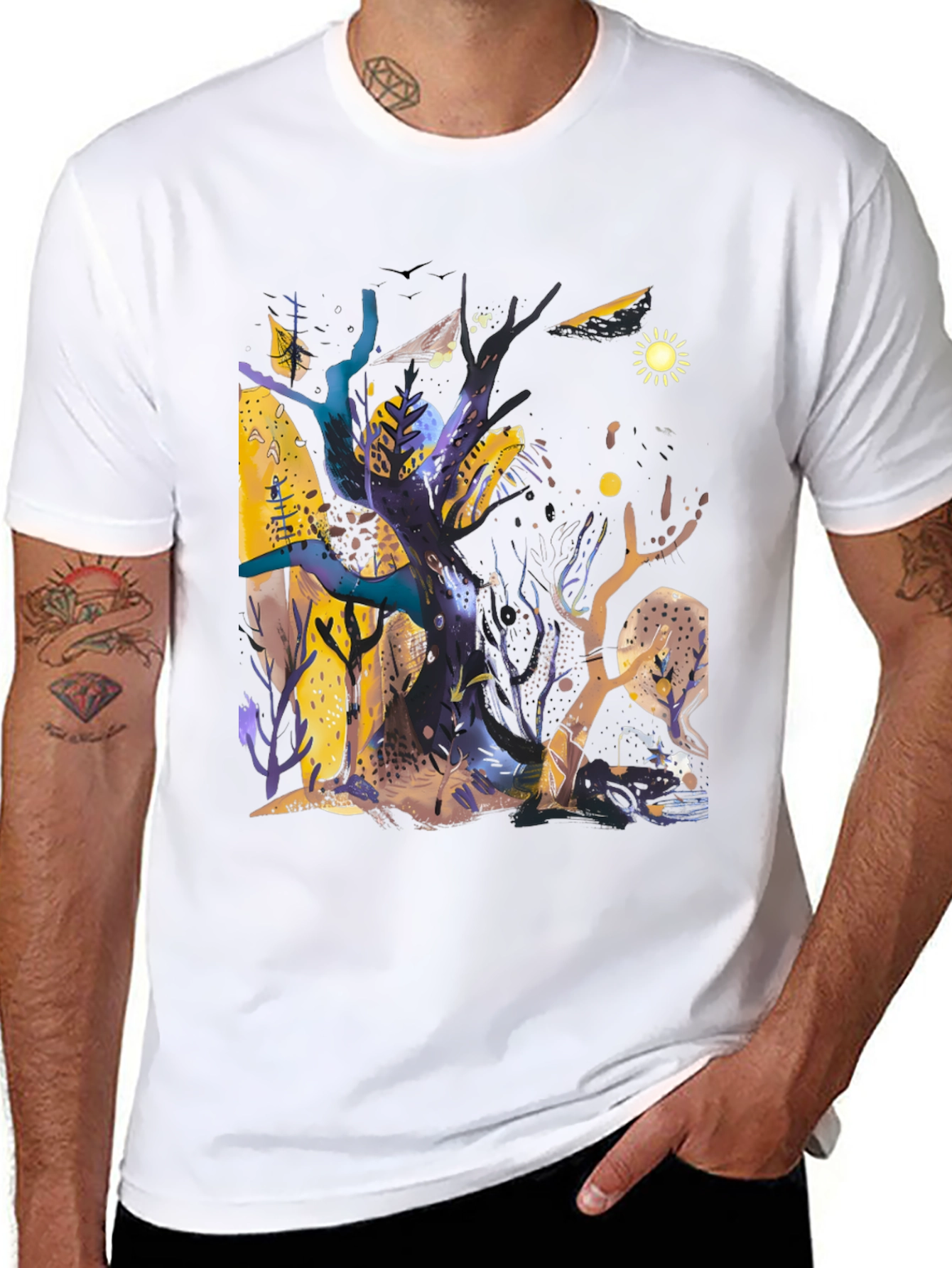 Whimsical Forest Graphic Tee - Unique Artistic Design