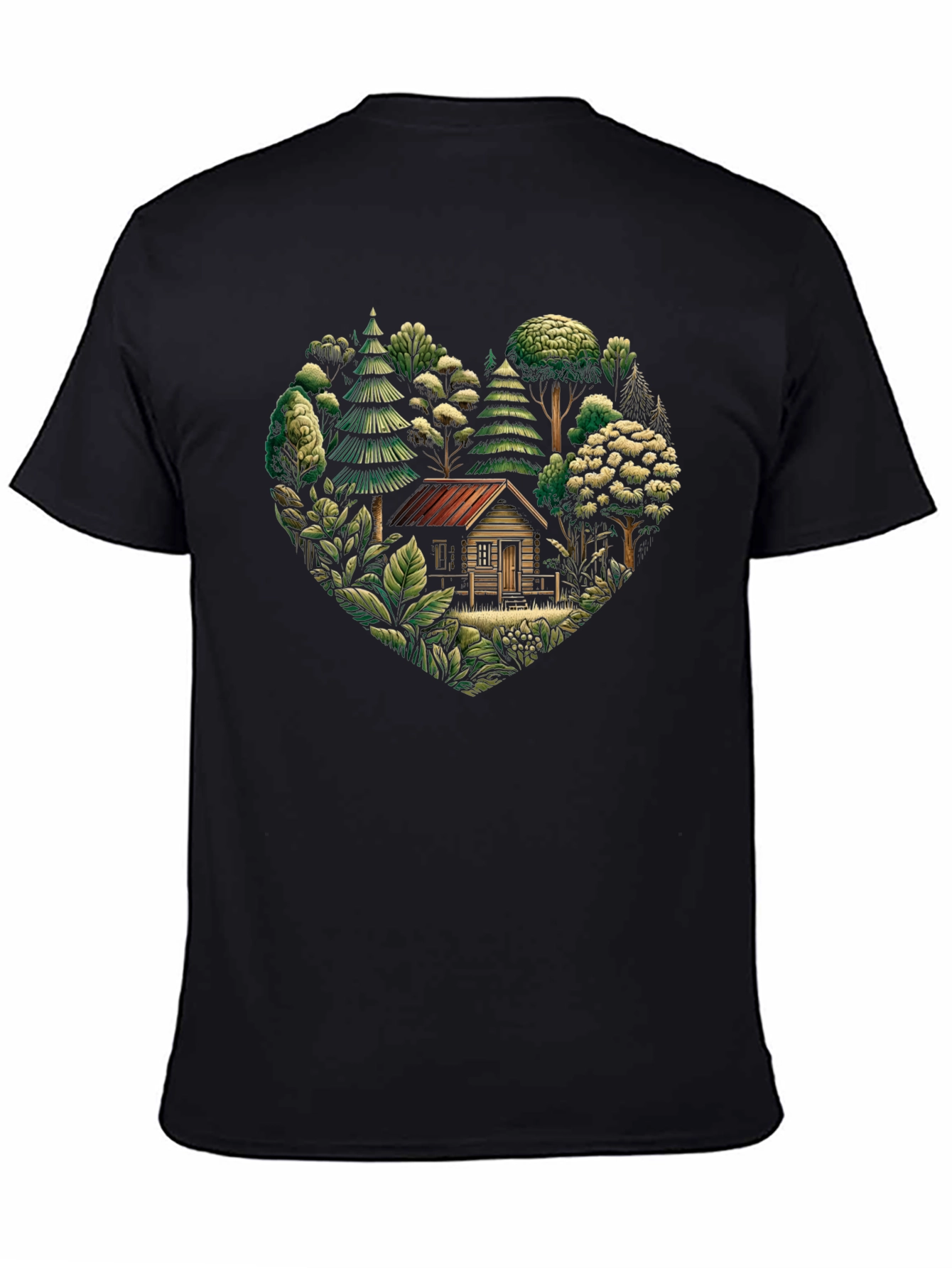 Nature Cabin Heart Graphic T-Shirt
