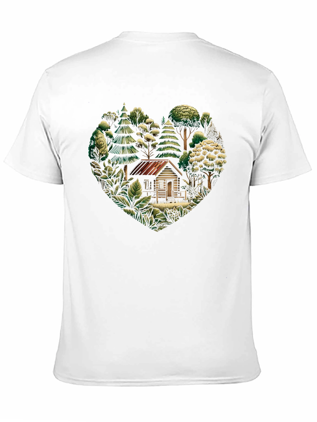 Nature Cabin Heart Graphic T-Shirt