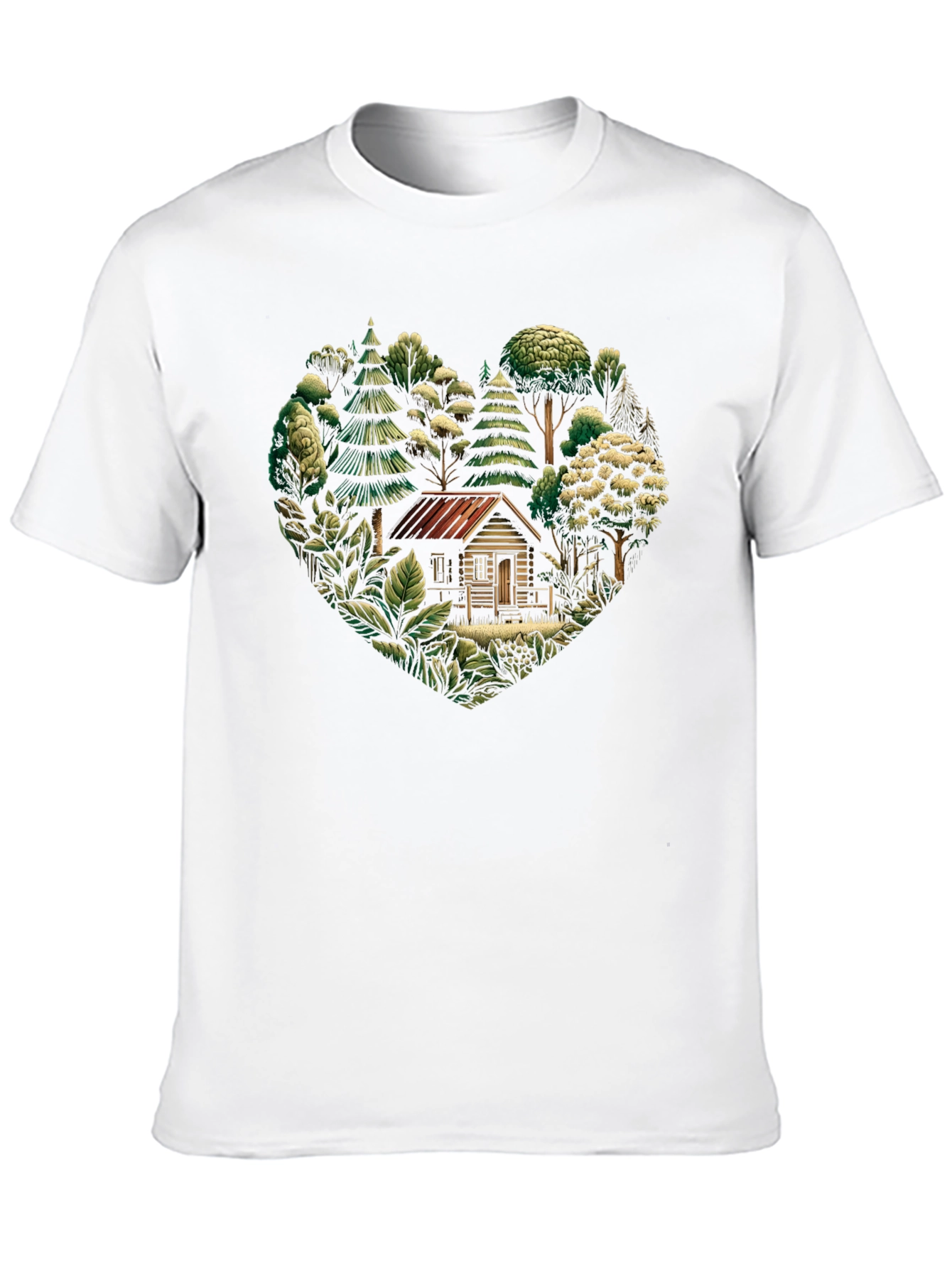 Nature Cabin Heart Graphic T-Shirt