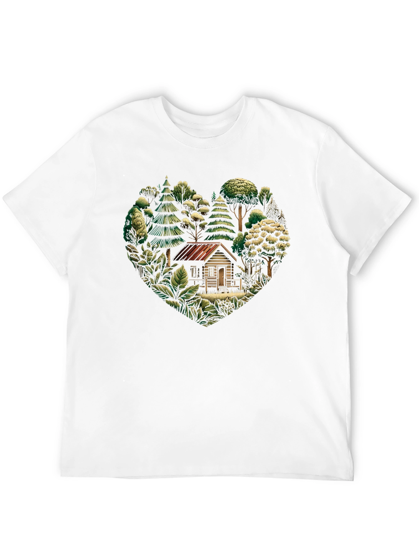 Nature Cabin Heart Graphic T-Shirt