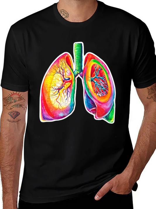 Colorful Lungs Graphic Tee - Anatomical Art