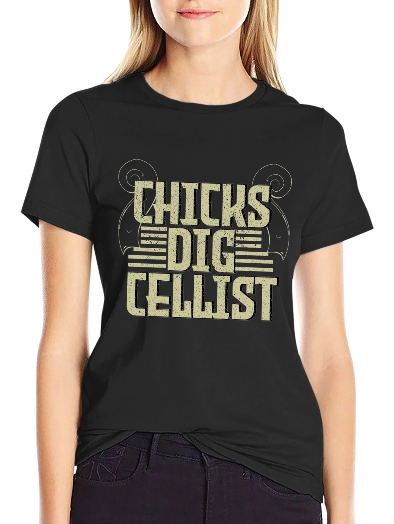 Chicks Dig Cellist Black T-Shirt