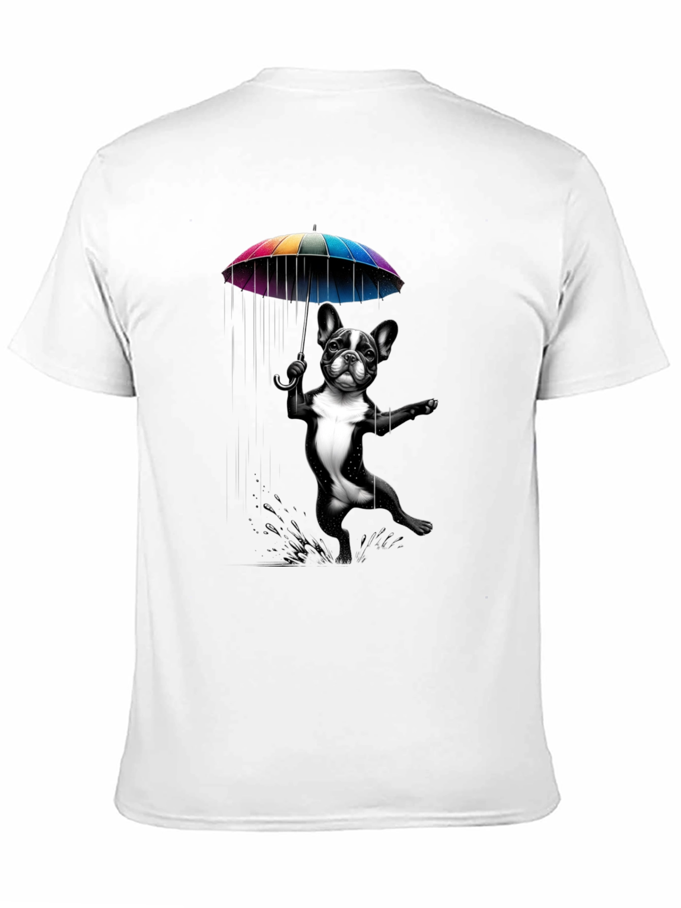 Dog with Umbrella Graphic Tee - Black