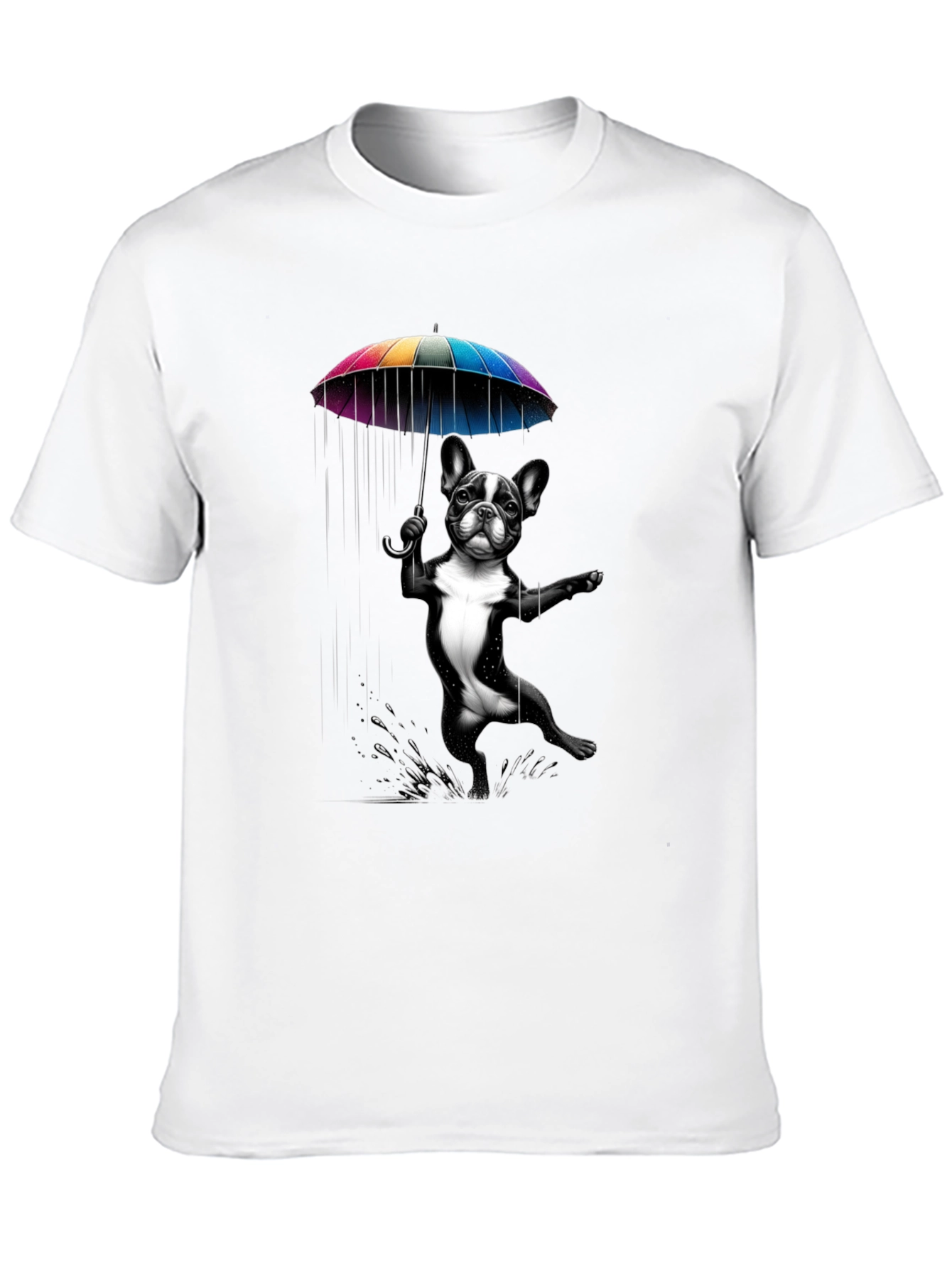 Dog with Umbrella Graphic Tee - Black