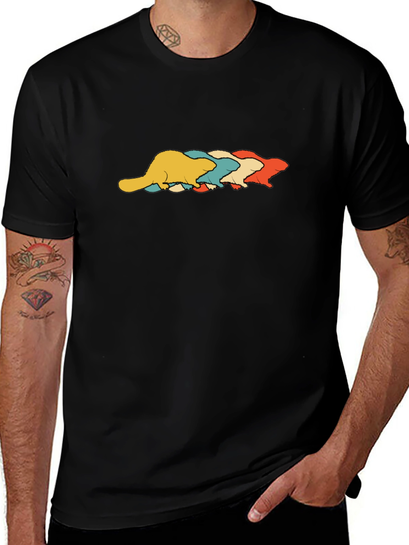 Retro Beaver T-Shirt - Black