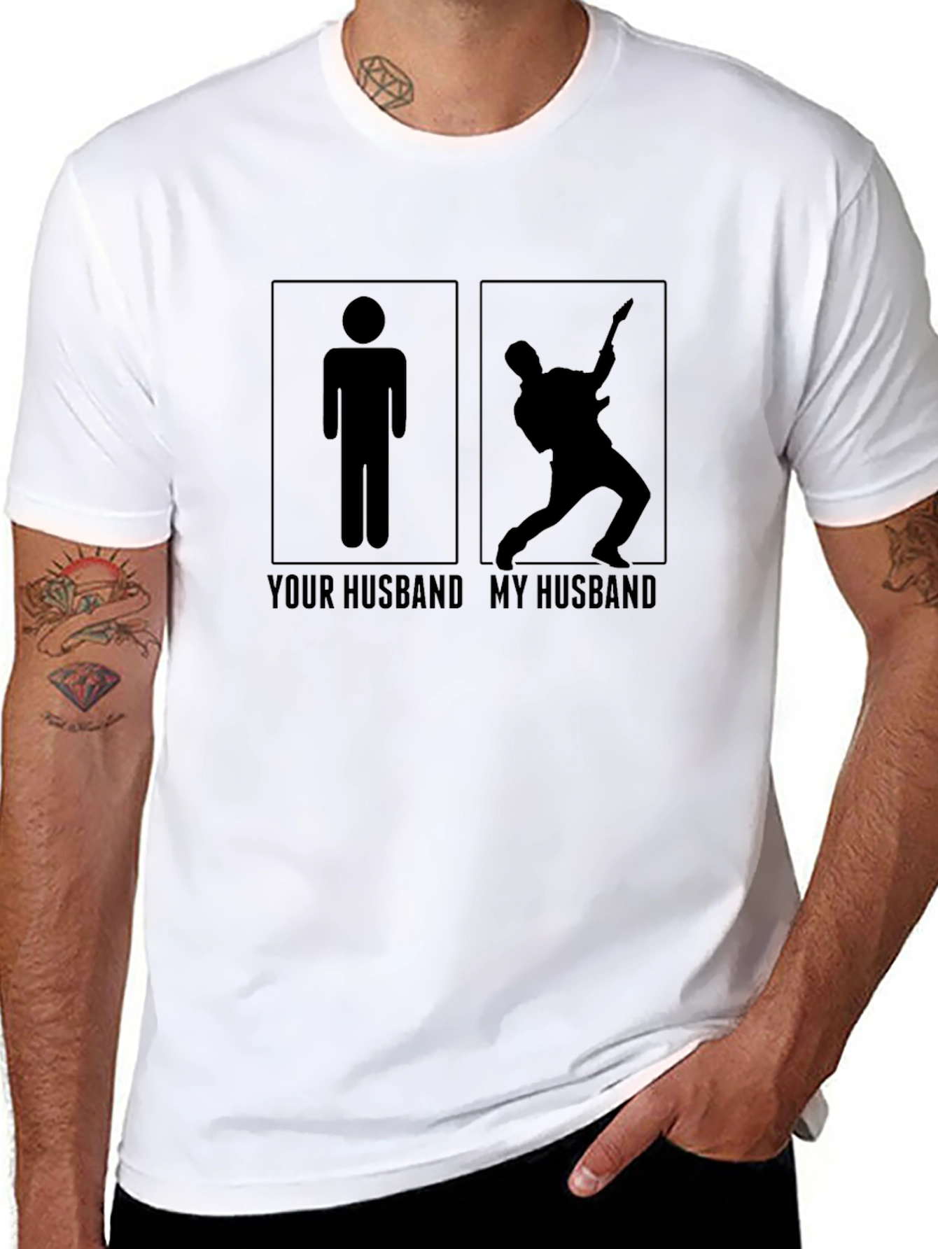Funny My Husband Guitarist Graphic T-Shirt