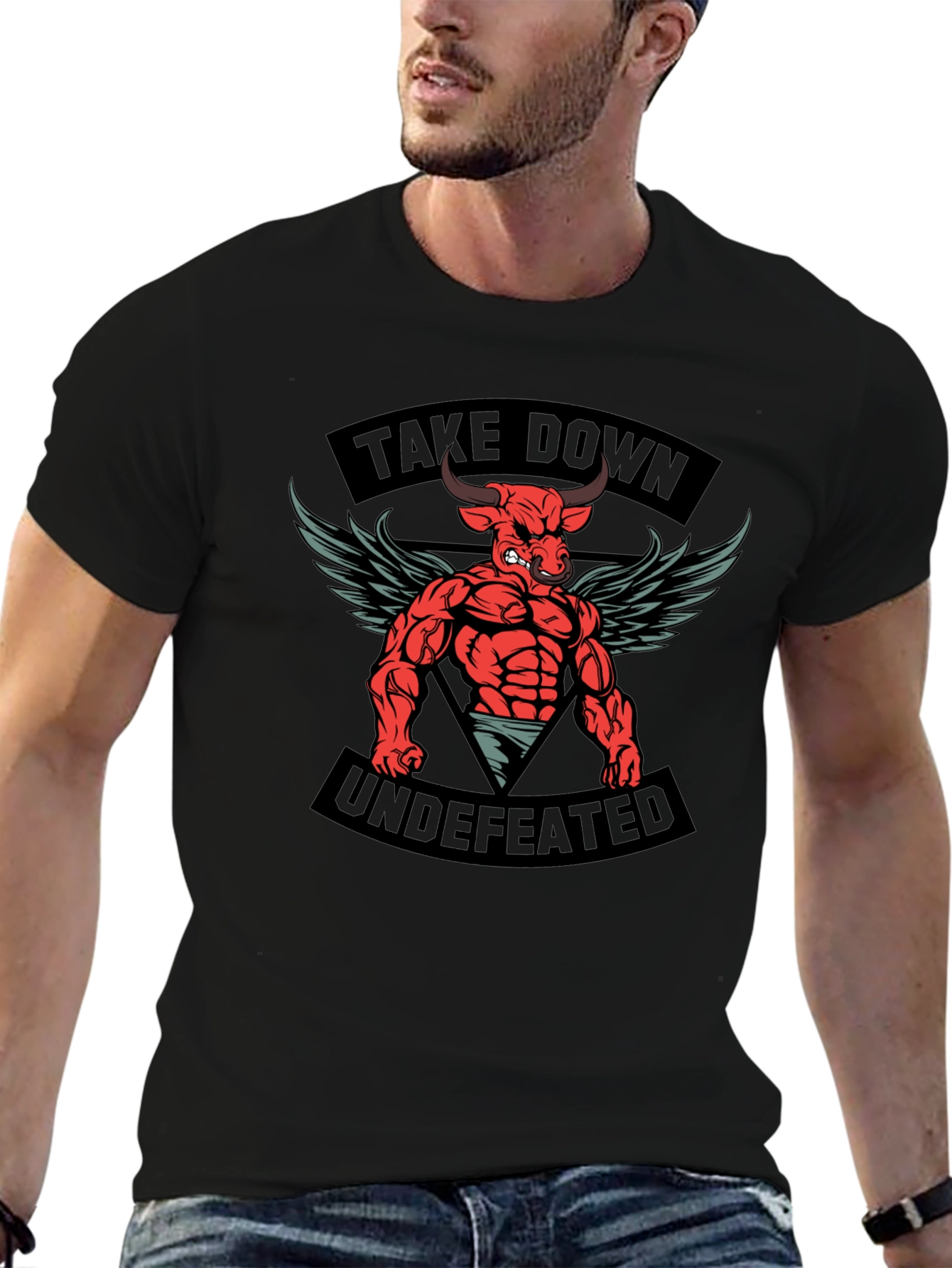 Take Down Undefeated Bull Graphic T-Shirt