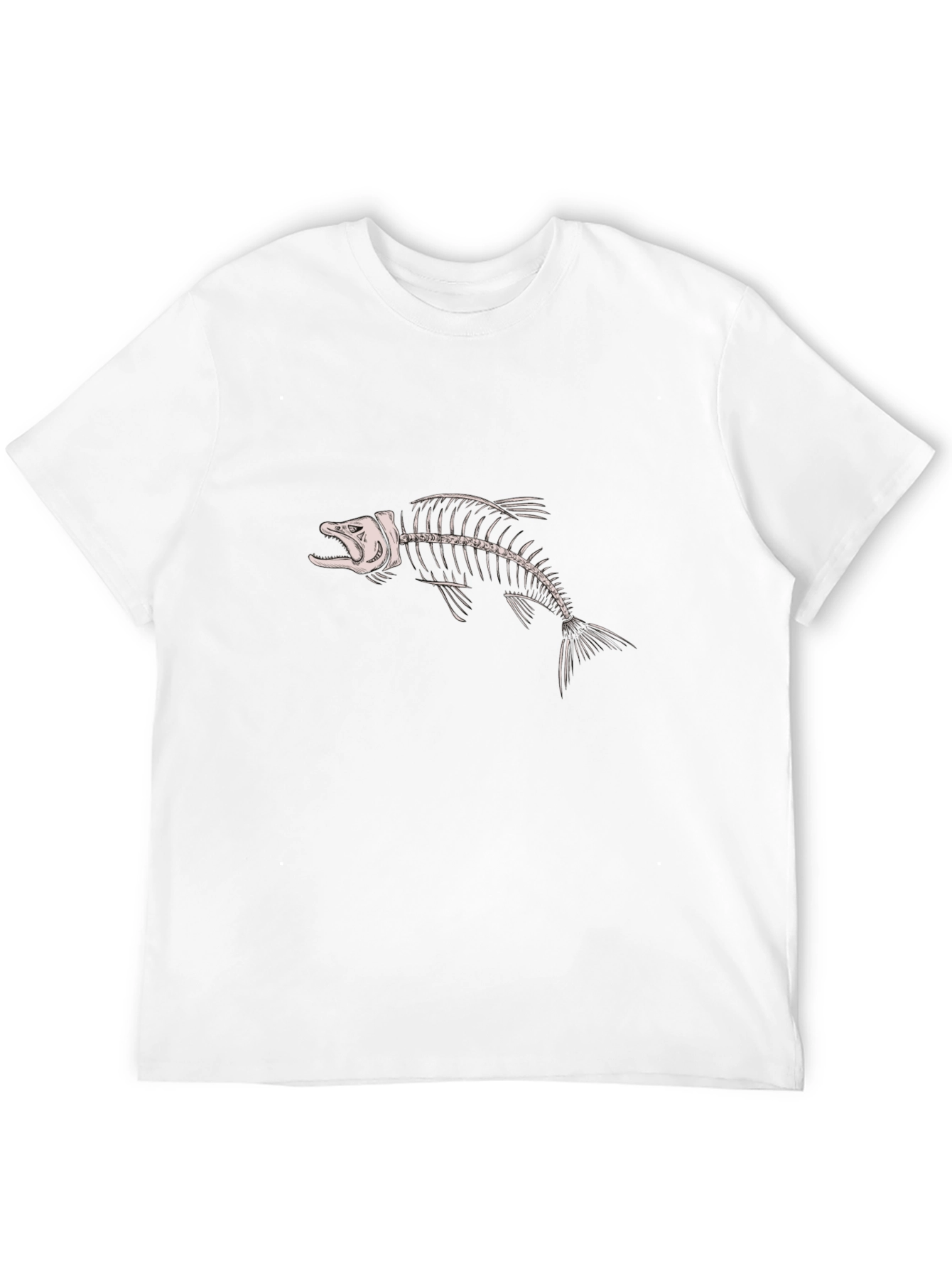 Fish Bone Graphic Tee - Black Cotton Shirt