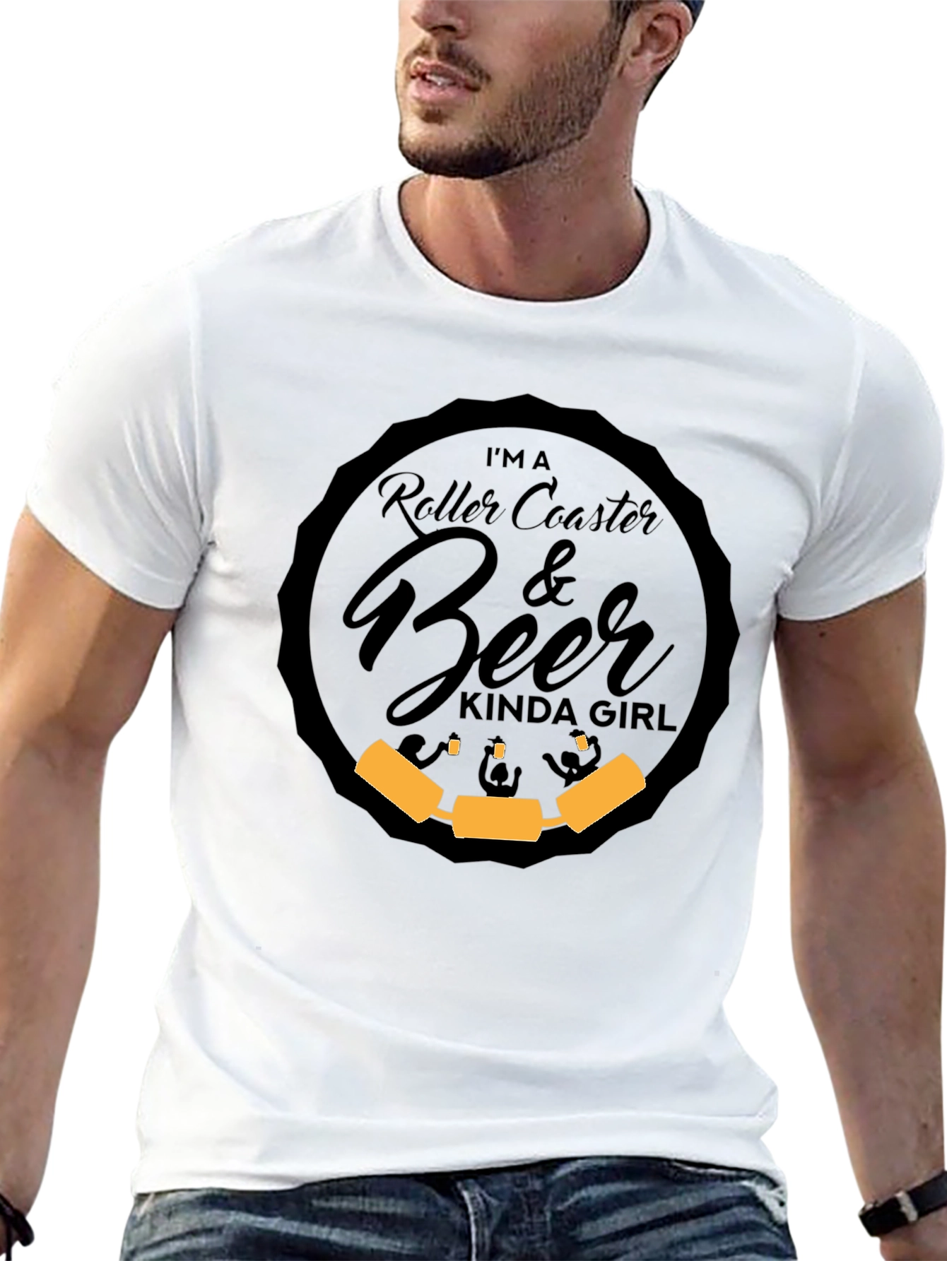Roller Coaster & Beer Kinda Girl Graphic T-Shirt
