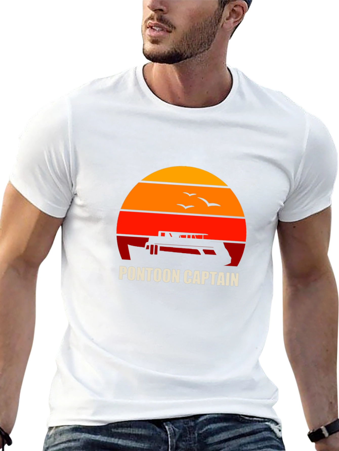 Pontoon Captain Sunset Graphic Tee