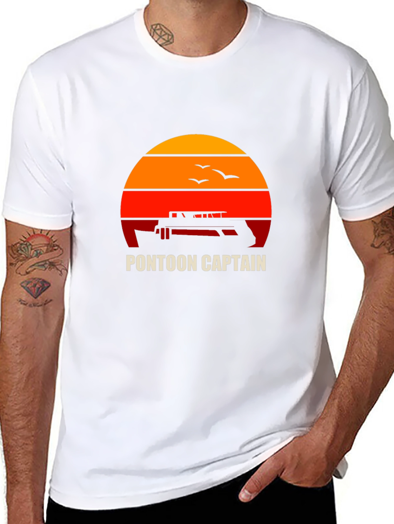 Pontoon Captain Sunset Graphic Tee