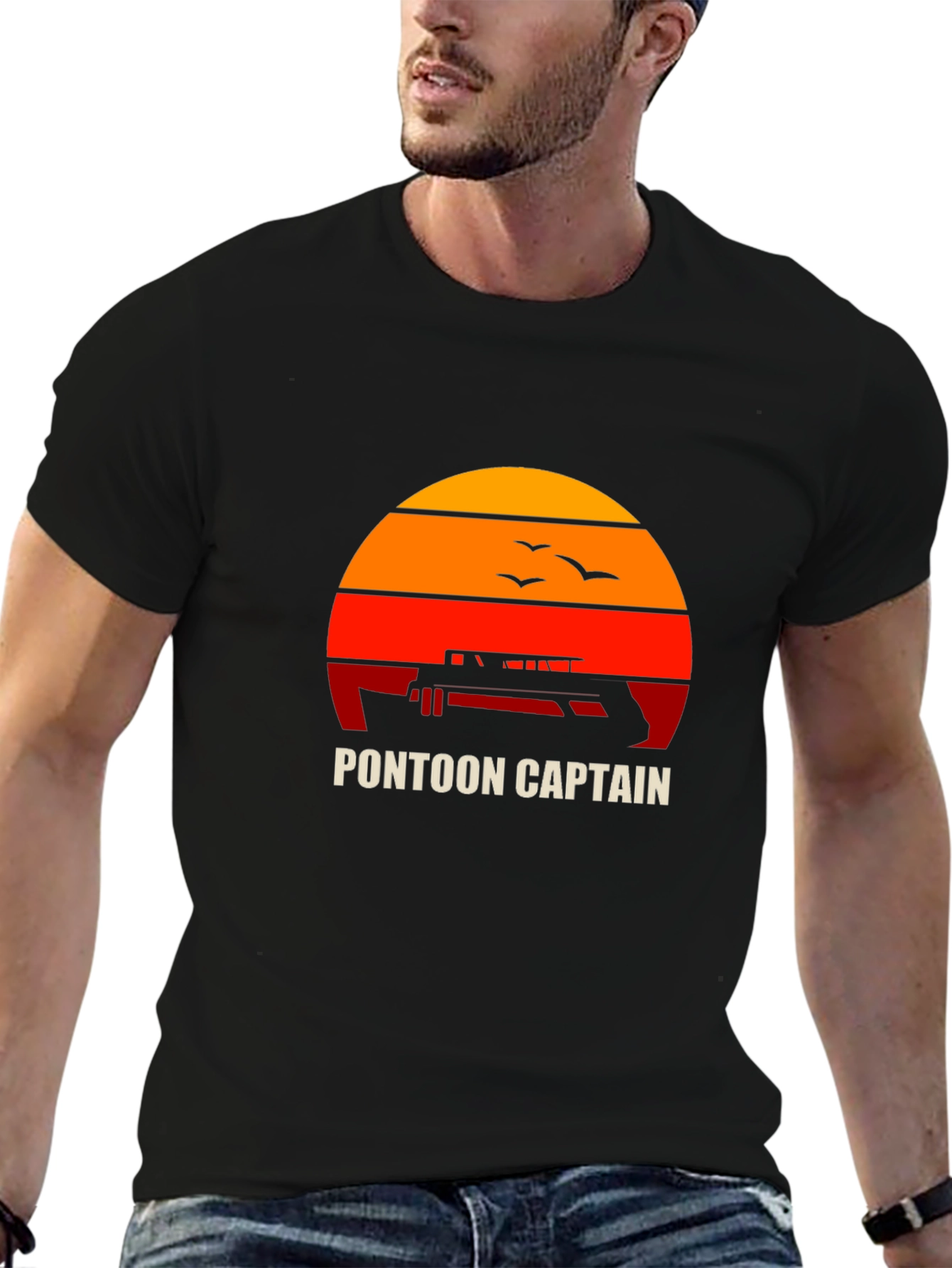 Pontoon Captain Sunset Graphic Tee