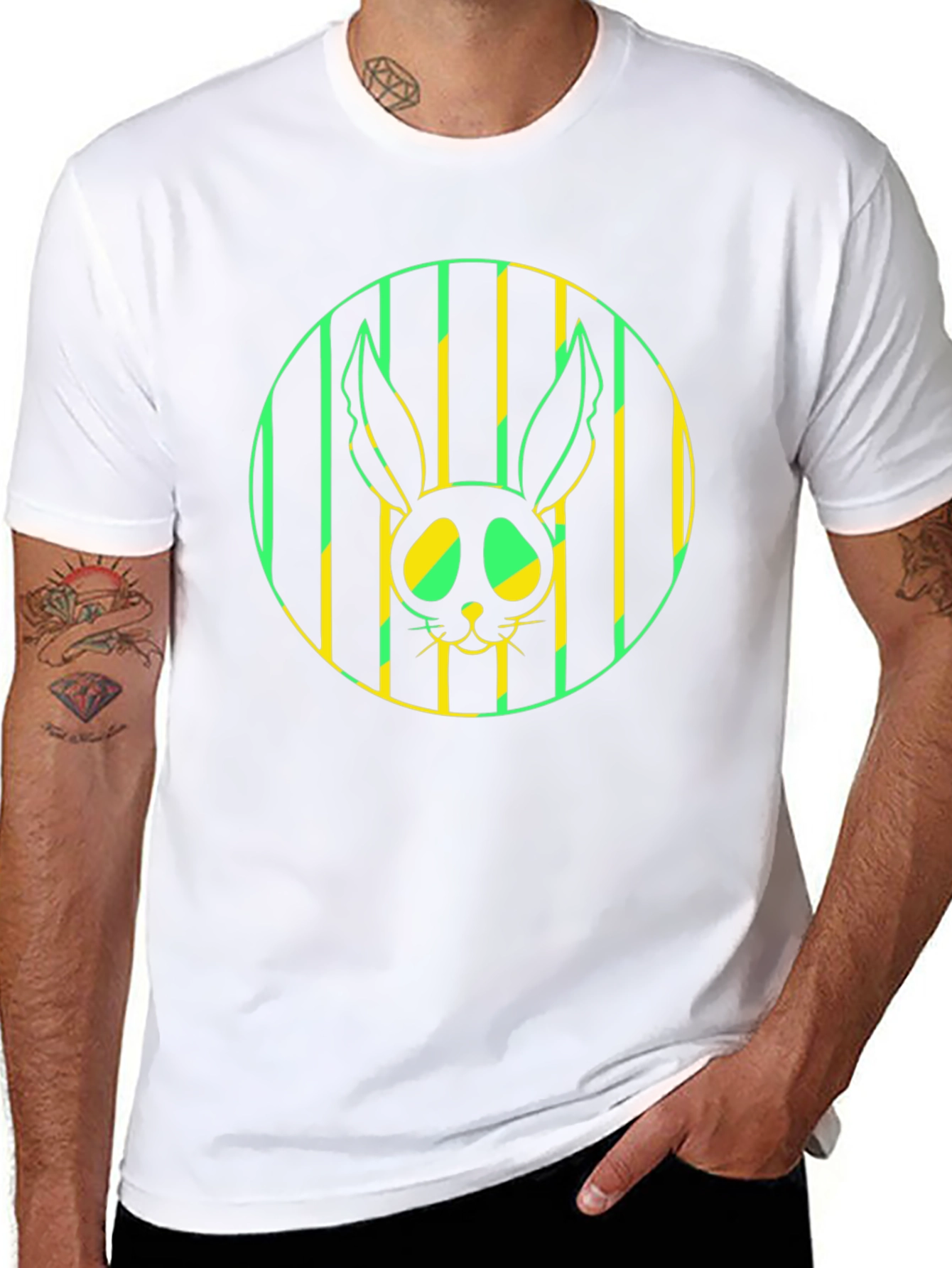 Rabbit Graphic Tee - Stylish Mens Black T-Shirt