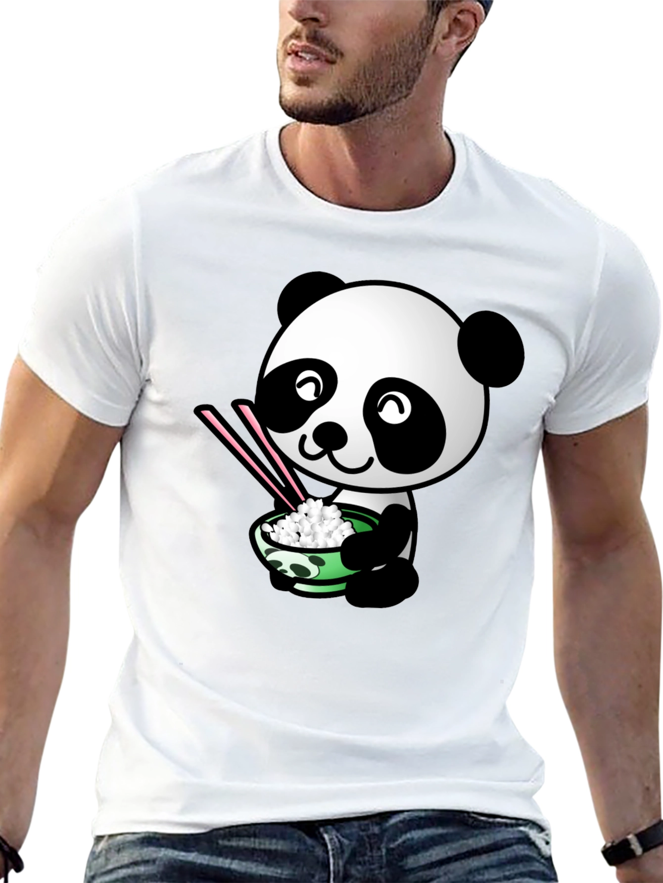 Panda Eating Rice Graphic T-Shirt
