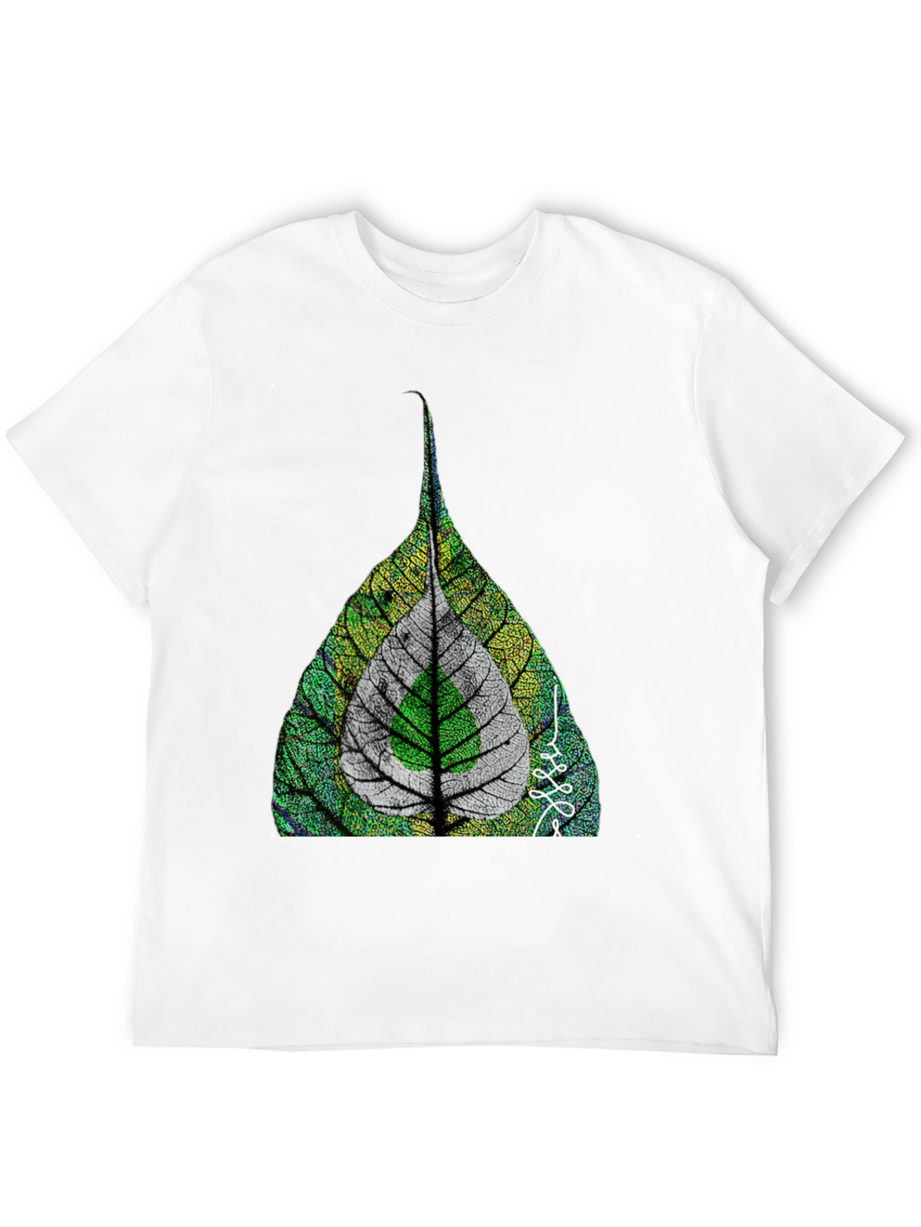 Nature Leaf Print Black T-Shirt