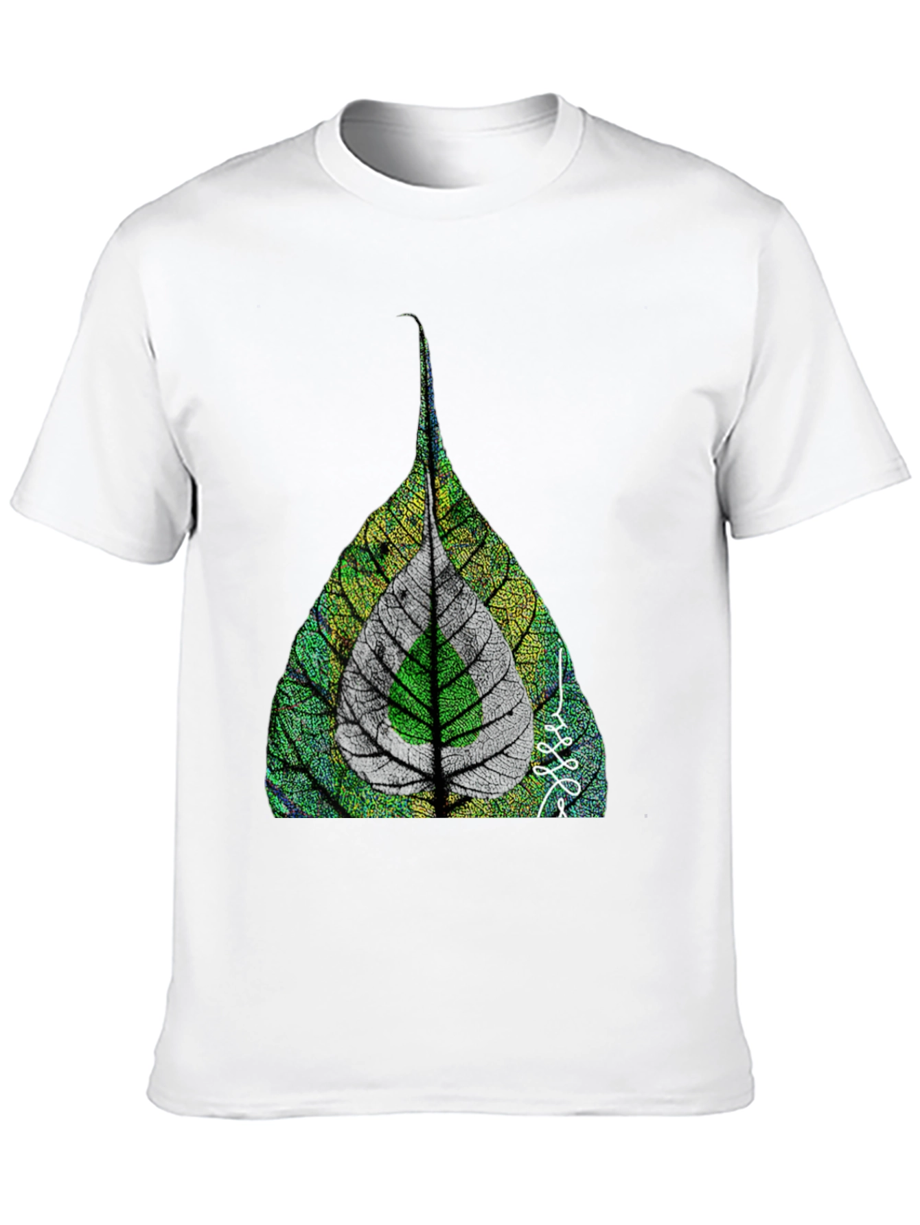 Nature Leaf Print Black T-Shirt